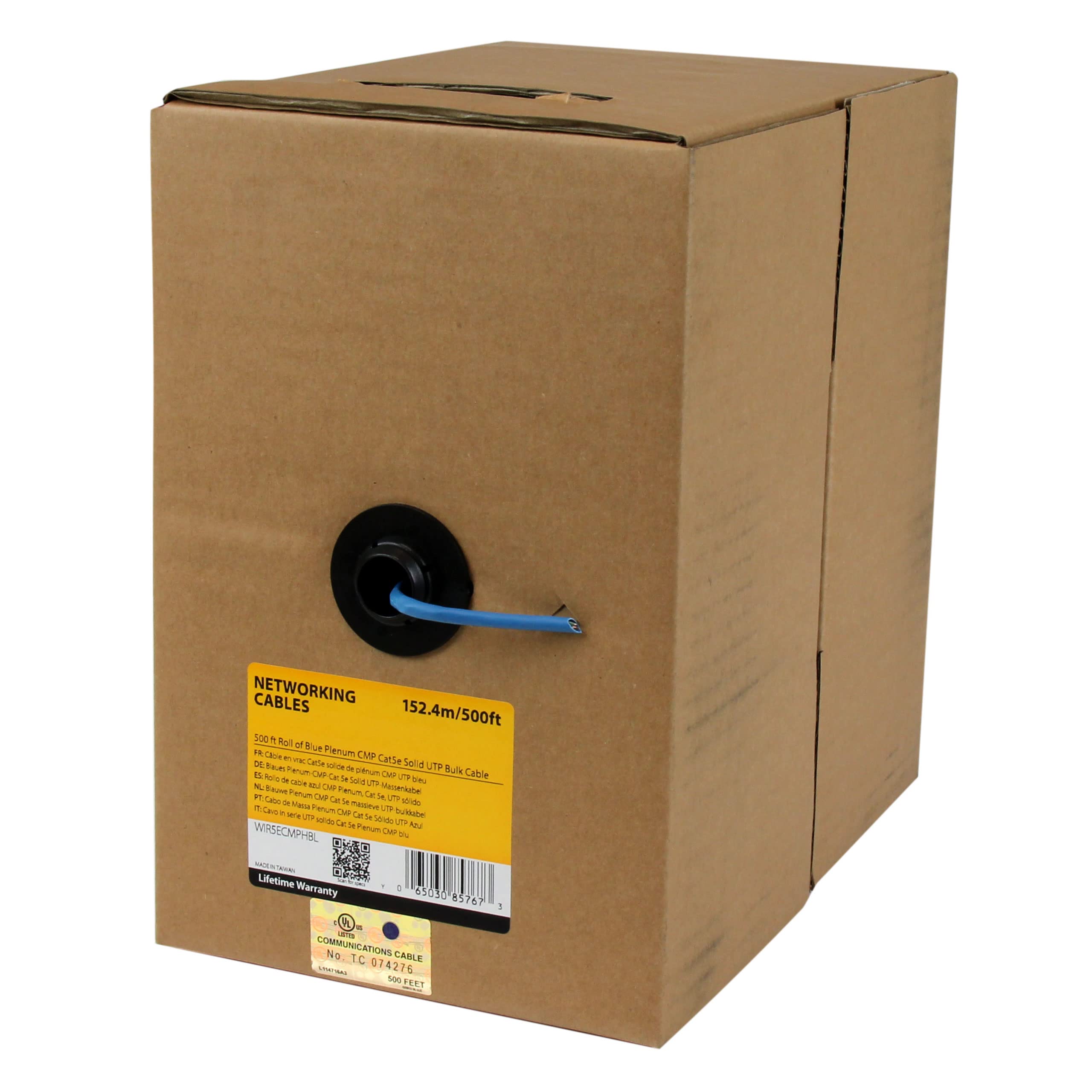 Startech.Com 500 Ft Roll Of Blue Plenum Cmp Cat5E Solid Utp Bulk Cable   Cmp / Ft6 Plenum Fire Rating   24 Awg Cat 5E Wiring Ple