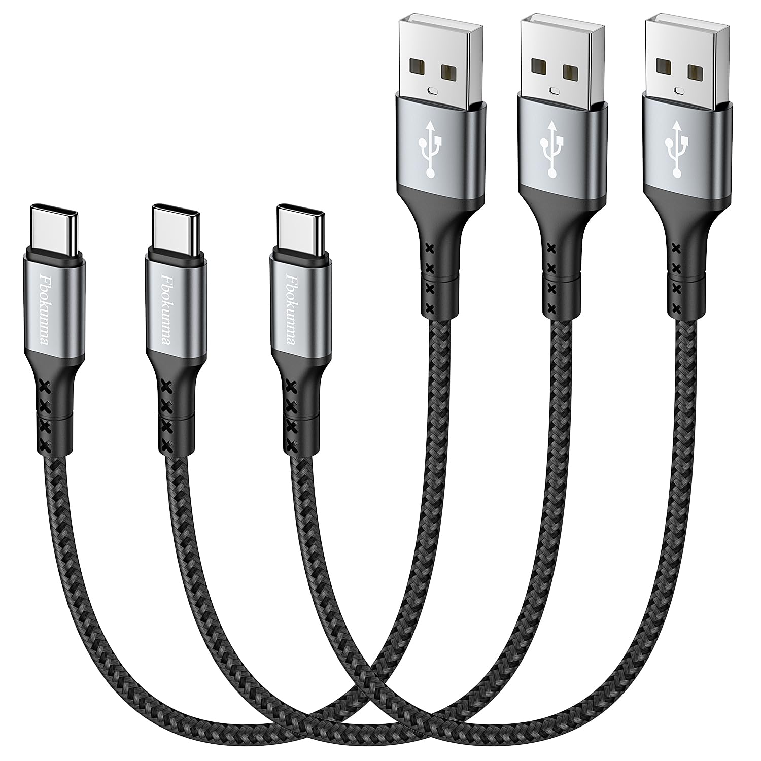 Fbokunma Usb C Cable Short 1Ft 3Pack, 12Inch 3A Usb To Usb C Fast Charger Braided Type C Cord For Samsung Galaxy S10 S9 S8 Plus