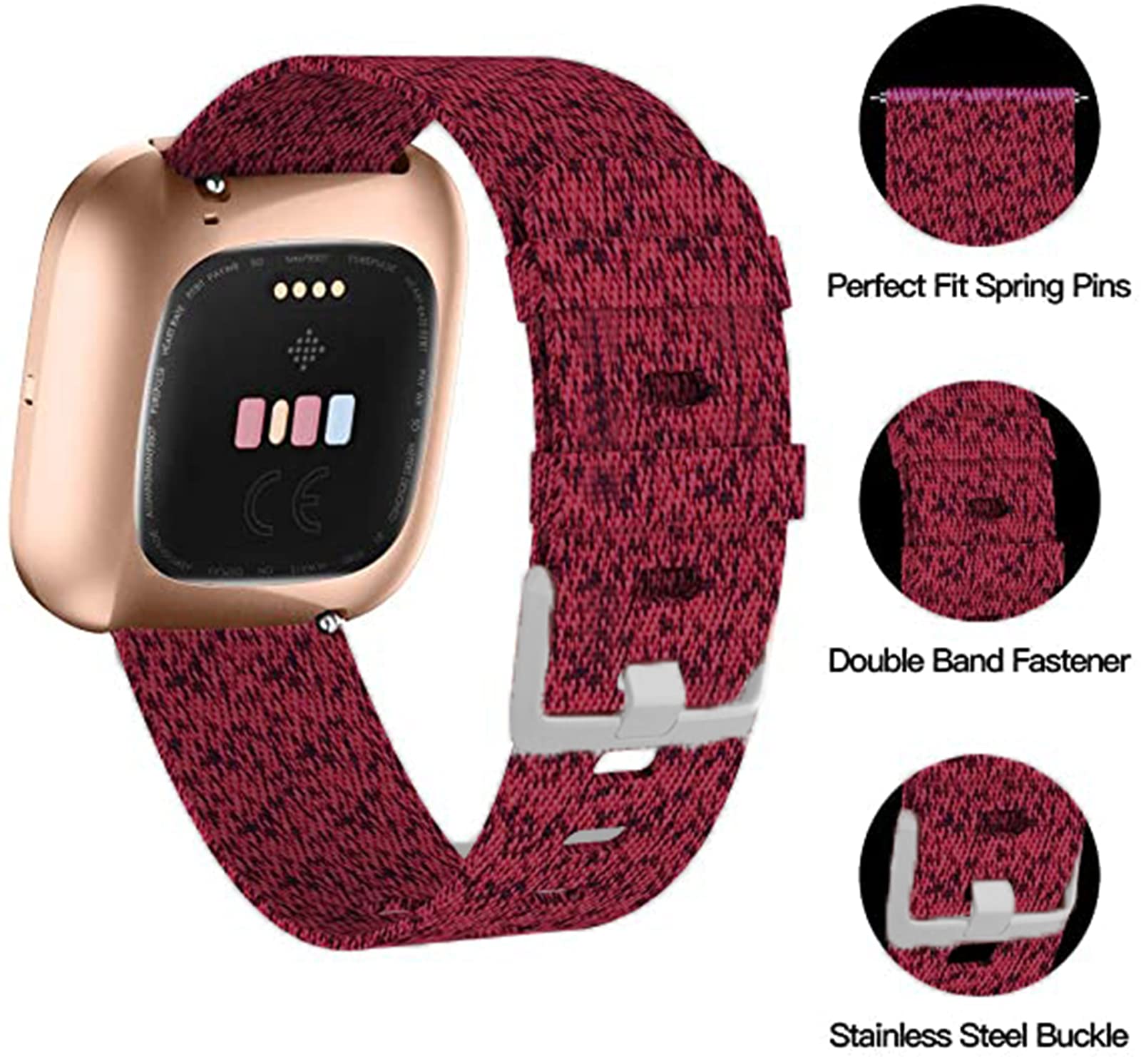 Lamshaw Gt01 Smartwatch Band, Breathable Nylon Woven Fabric Replacement Accessory Strap Compatible For Dirrelo Gt01 / Letscom Gt