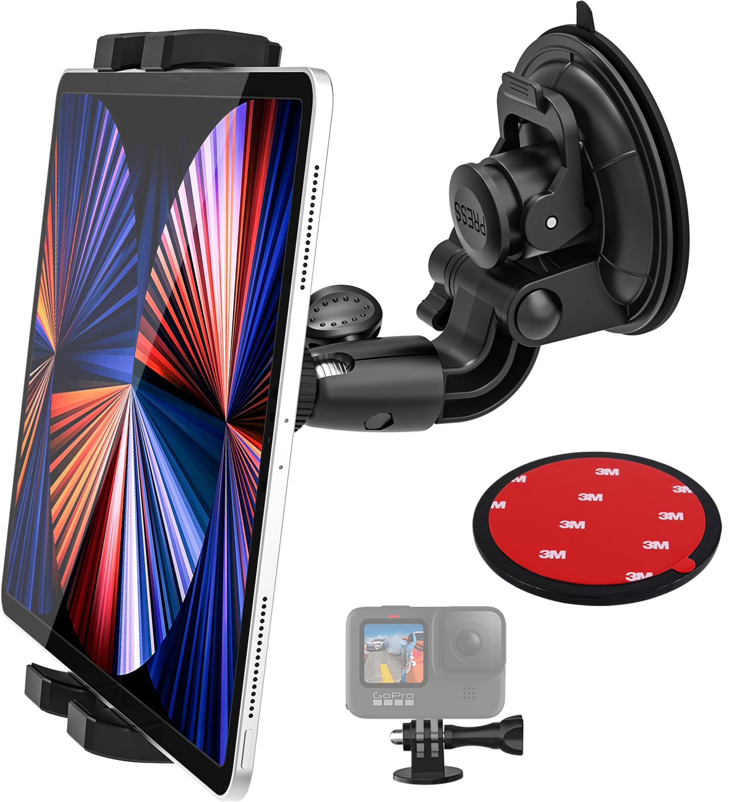 Dosvsi Windshield Car Tablet Mount, Heavy Duty Window Dashboard Tablet Holder, 95mm Powerful Suction Mount for iPad Pro 12.9 11 