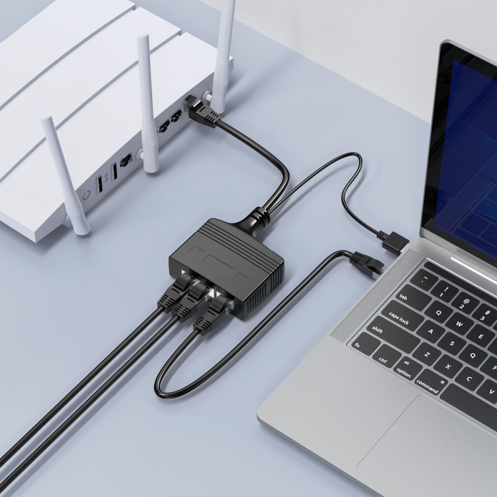 Riieyoca 1 To 3 Rj45 Ethernet Splitter Adapter,8 Core 100Mbps High Speed Lan Network Splitter Adapter For Cat5, Cat5E, Cat6, Cat