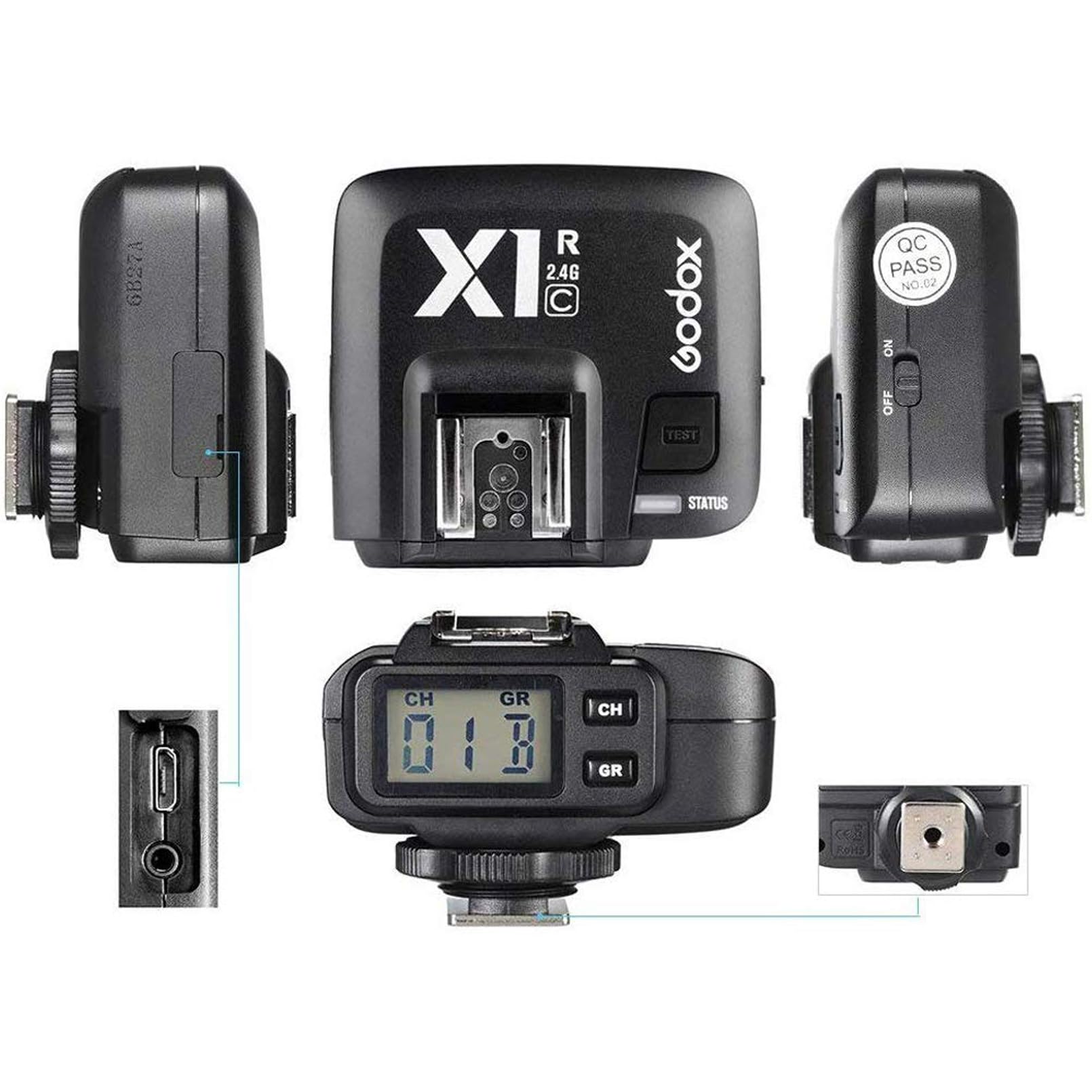 Godox X1R C Ttl Wireless Flash Trigger Receiver Compatible For Canon Cameras, 2.4G Wireless Flash Receiver, High Speed Sync 1/80