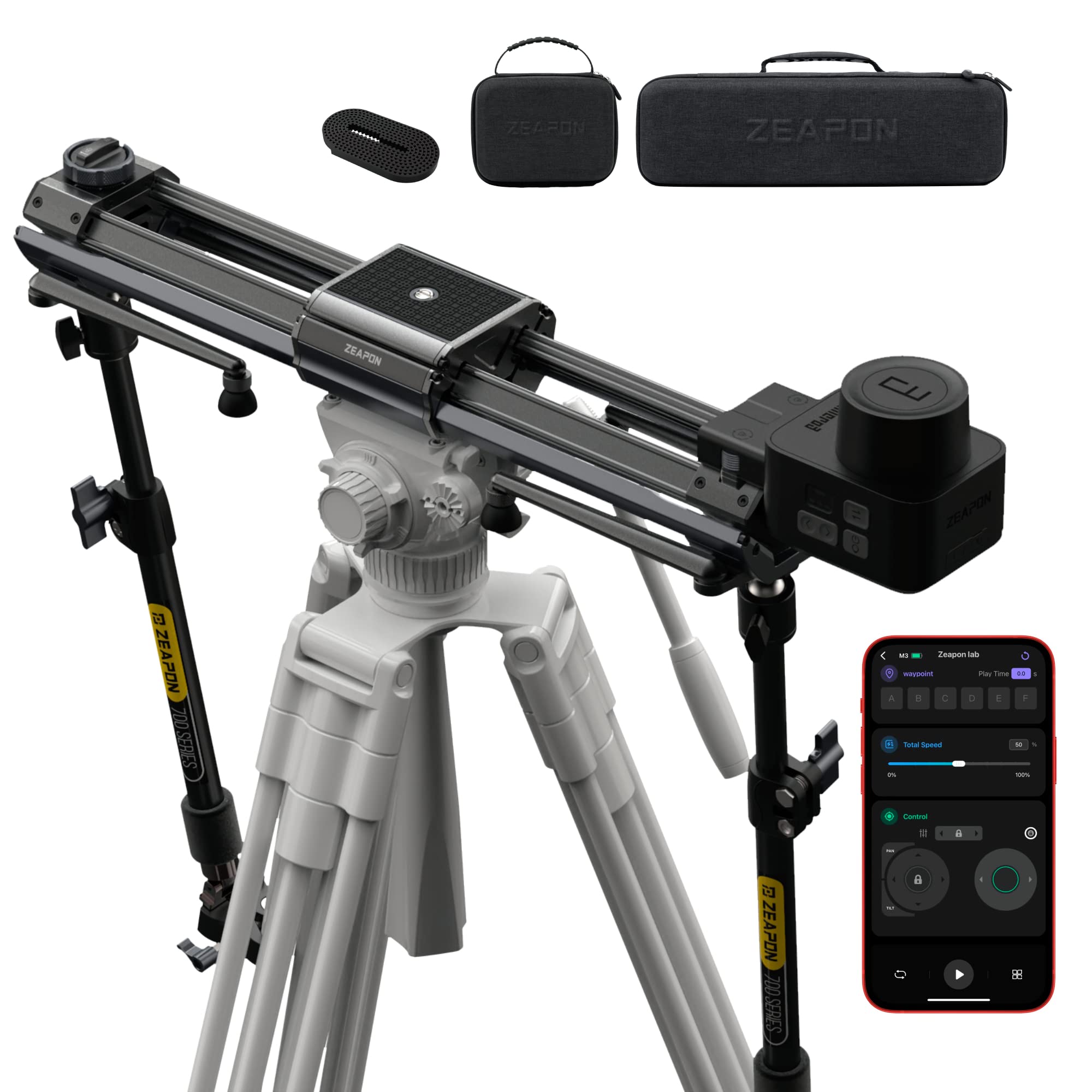 Zeapon Micro 3 E700 Double Distance Motorized Camera Slider, 30/77cm Travel Distance, Compact Slider with carrying case, Motor