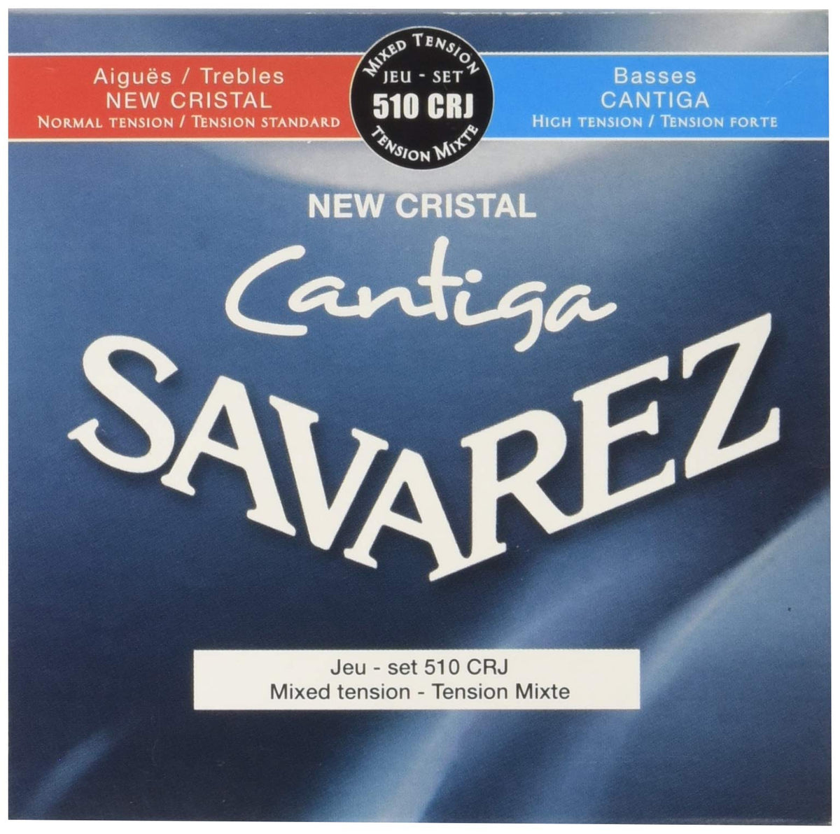 Savarez Medium Classical Guitars Strings New Cristal Cantiga Set 510Crj Mixed Tension Red Blue (Stsav51 50359)