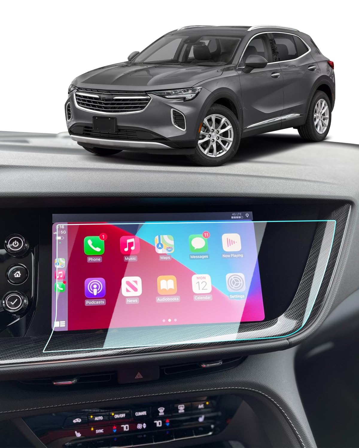Bixuan Tempered Glass Screen Protector For 2021-2024 Buick Envision Essence/Avenir/Preferred Accessories Navigation 10.2 Inch Touch Screen Protection Against Scratches And Fingerprints