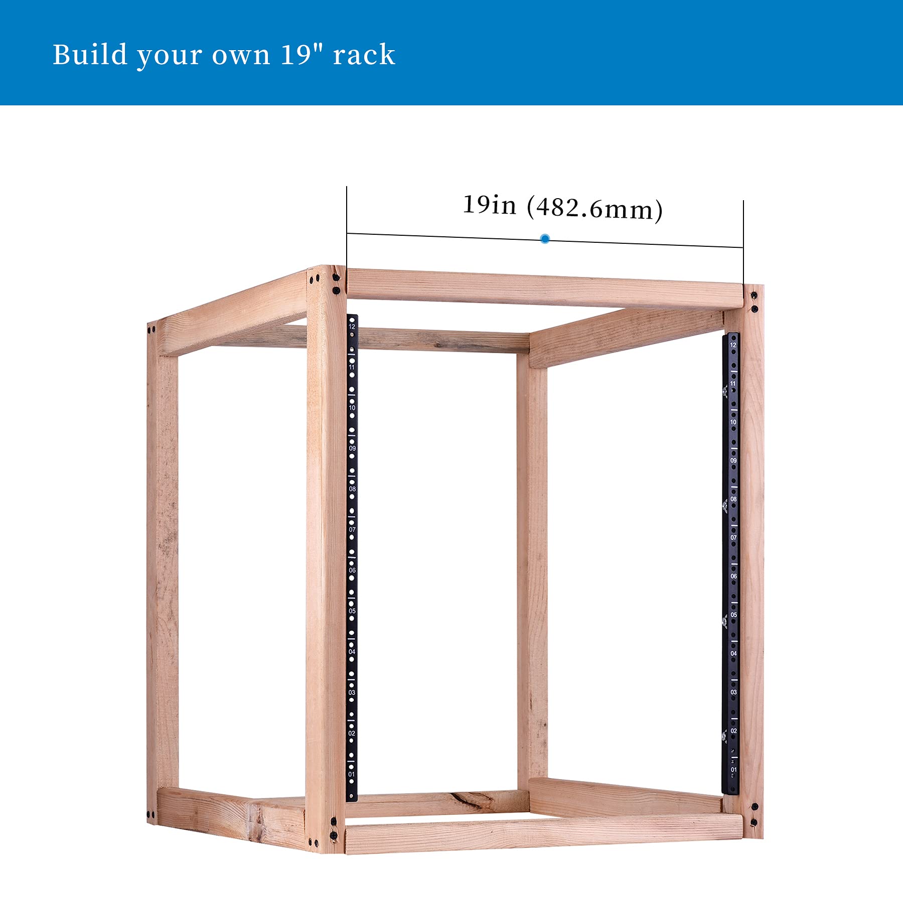 Rackpath 12U Vertical Server Rack Rail Pair Kit, Diy Rack Build, 12 24 Screws X48