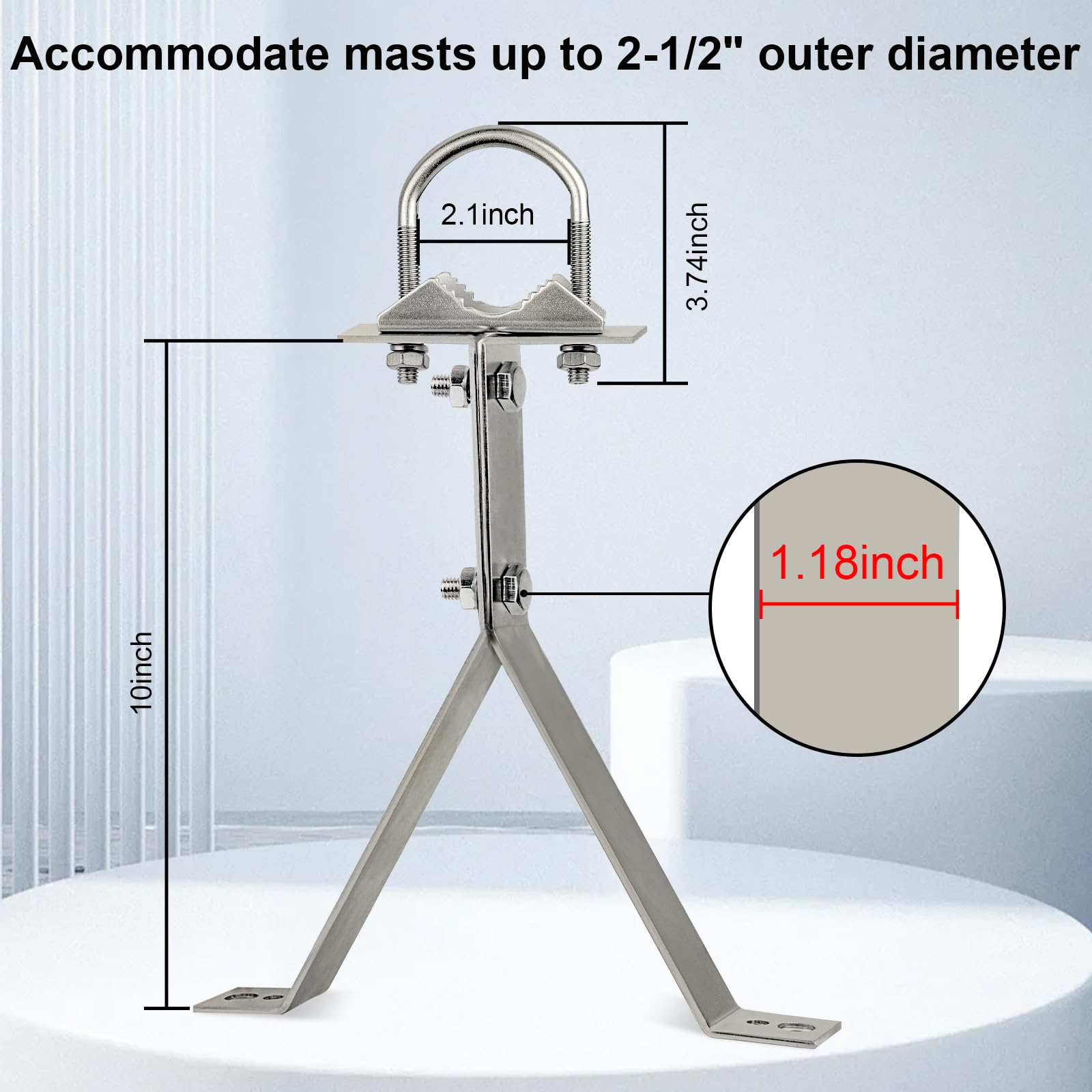 Xrds Rf Antenna Wall Mount 10 Inch Heavy Duty Stand Off Wall Mast Mount Windproof Antenna Mounting Bracket For Tv Antenna Mast (2 Leg + 2 Leg)