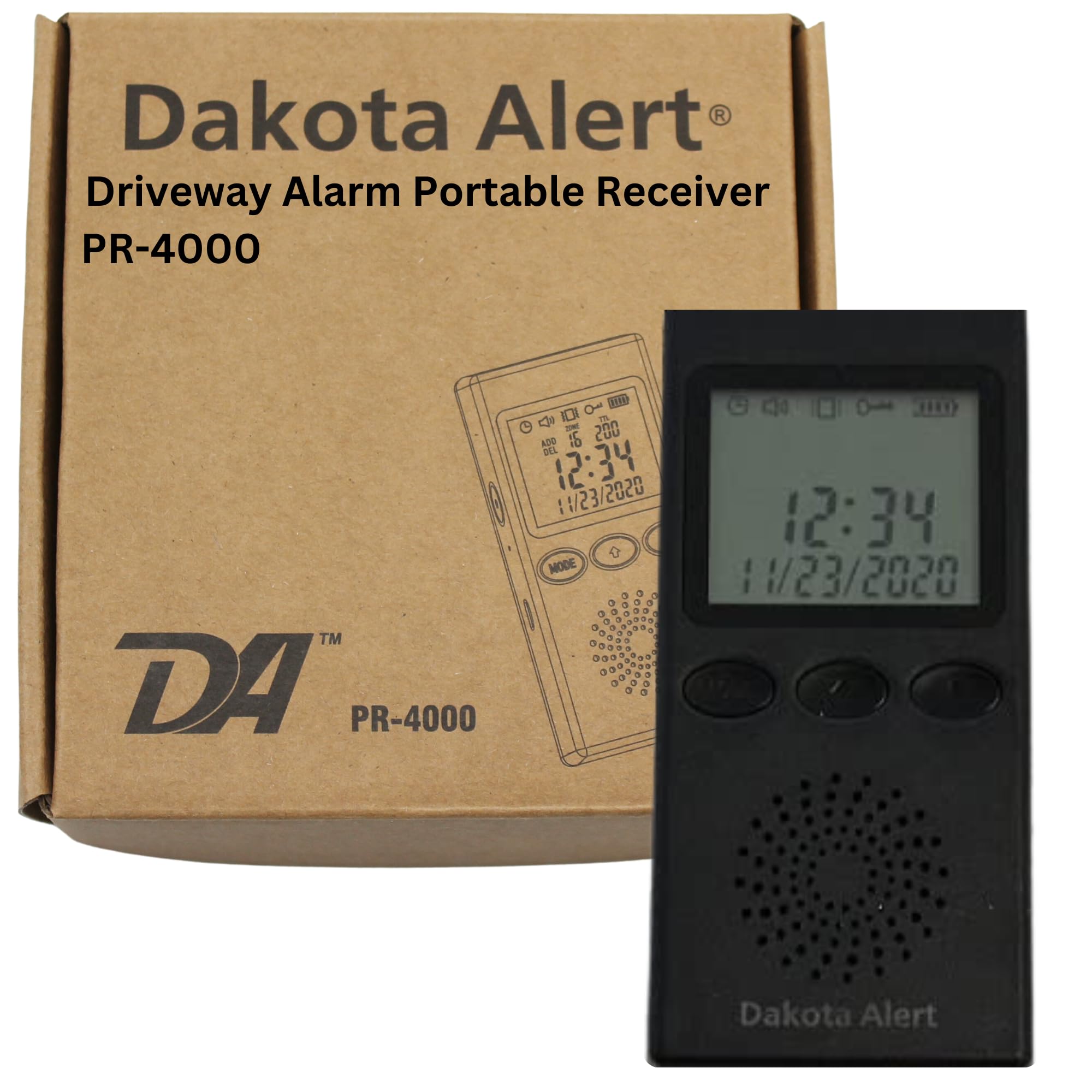 Wireless Driveway Alarm Portable Receiver Pr 4000   Compatible With Dakota Alert 4000 Transmitters | Battery Powered Monitor Comes With Usb Charger & Belt Clip, Driveway Alarms Wireless
