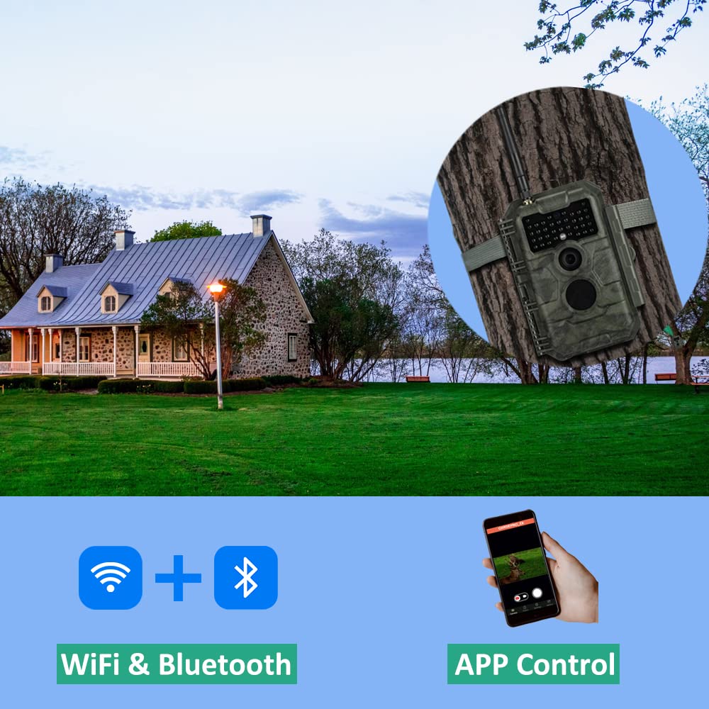 Gardepro E6 Trail Camera Wifi 48Mp 1296P Game Camera With No Glow Night Vision Motion Activated Waterproof For Wildlife Deer Sco