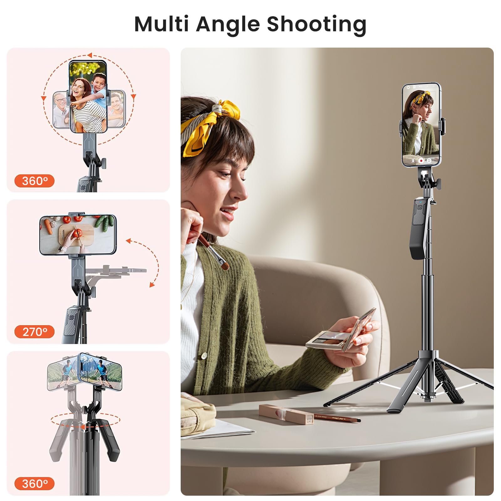 Linber 71'' Phone Tripod Selfie Stick With Wireless Remote & 2 Fill Lights, Extendable Phone Stick For Iphone, Android, Camera &