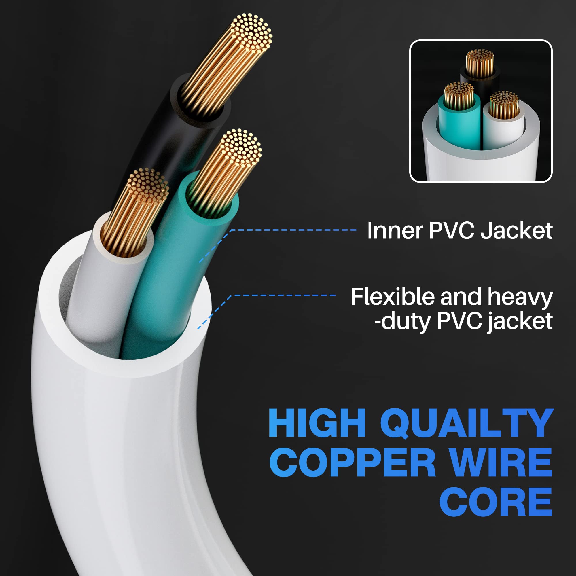 Extension Cord 15 Ft, 3 Prong Extension Power Cord, 90 Degree Right Angle Plug Design, 16/3 Gauge Flexible Cold, 13A 1625W 16Awg