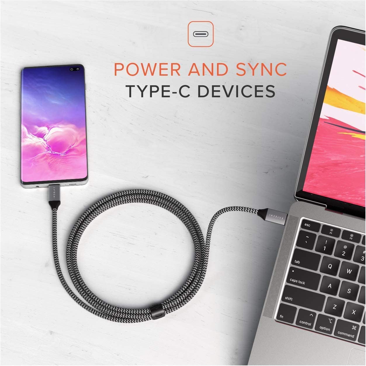 Satechi Usb-C To Usb-C 100W Charging Cable For Usb Type-C Devices - 6.5 Feet (2 Meters) - Compatible With 2020/2019 Macbook Pro,