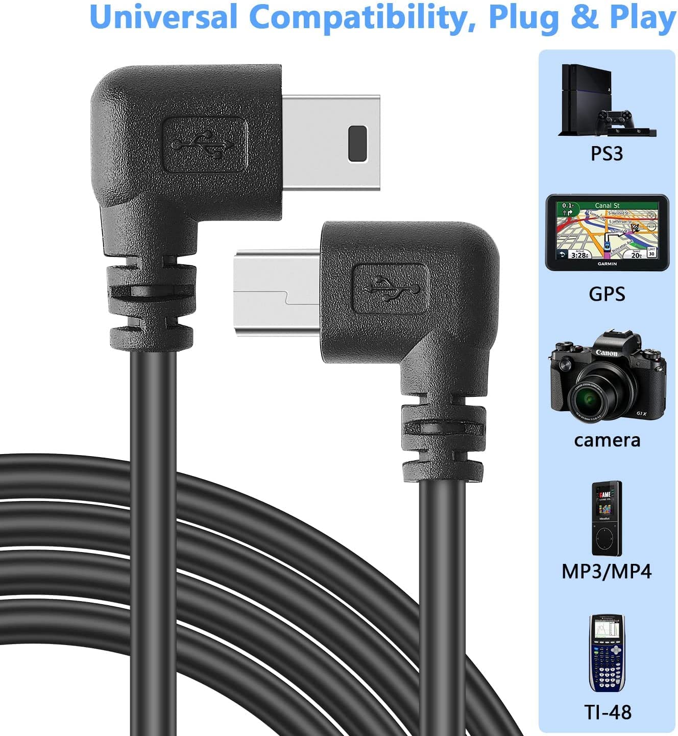 Arifayz Mini Usb Charging Cable For Q3 Dash Cam, Usb 2.0 A Male To Mini B Car Vehicle Power Charger Adapter Cord For Dash Cam Re