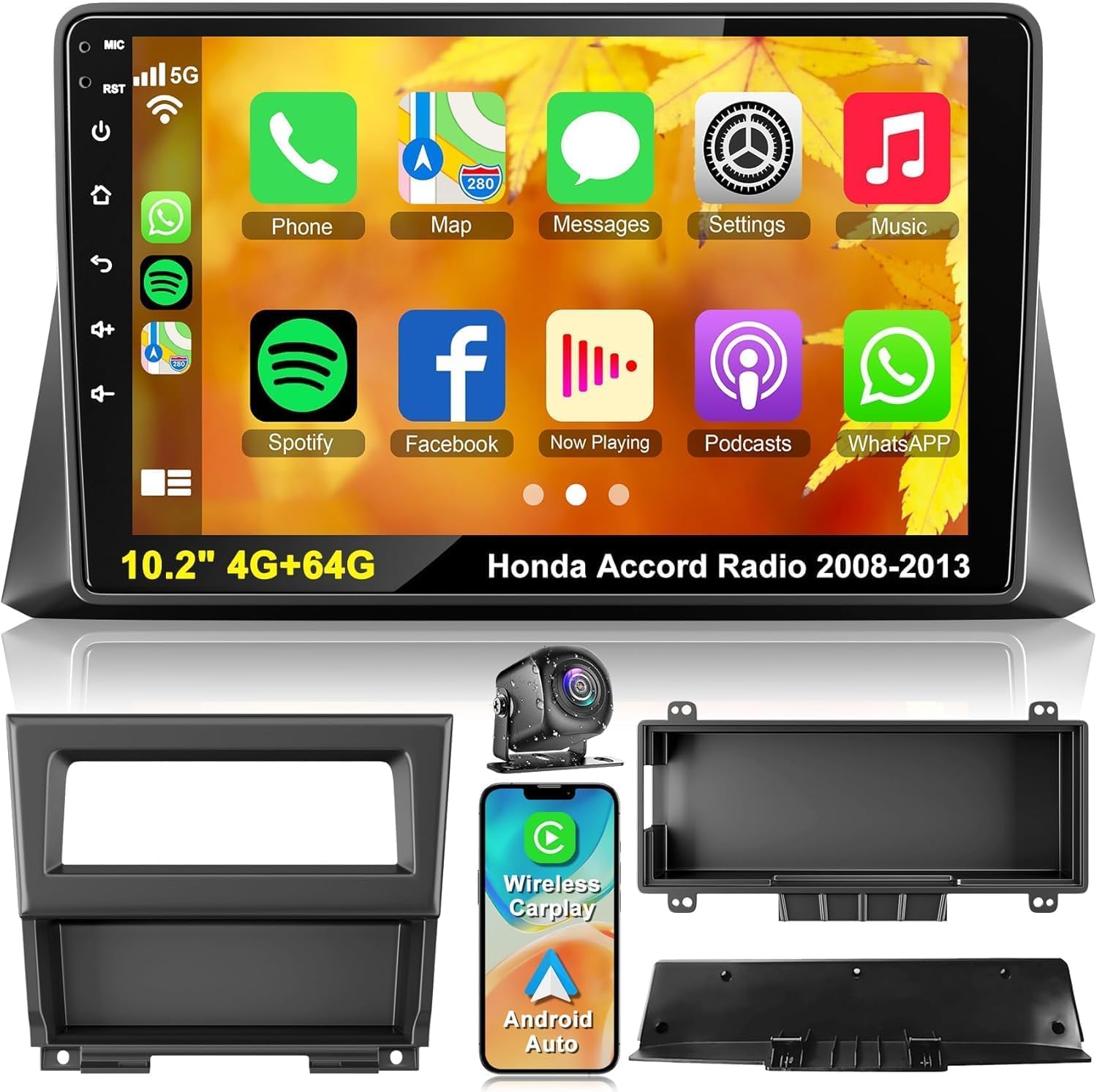 Android 13 Car Stereo For Honda Accord 2008 2013 4G Ram+64G Rom, 10.2 Inch Ips Touch Screen Car Radio With Wireless Carplay/Andr