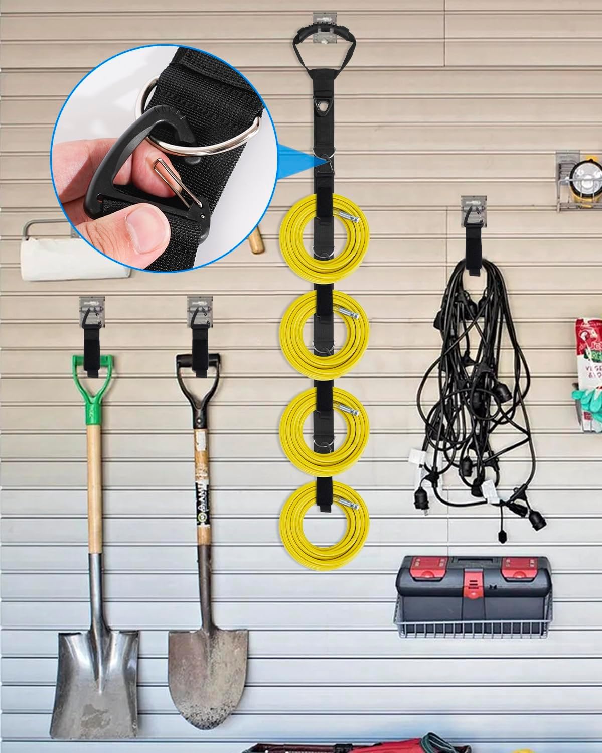 Extension Cord Organizer 2 Pack, Extension Cord Storage System With Flexible Detachable Cable Straps, Vertical Space Saver For G