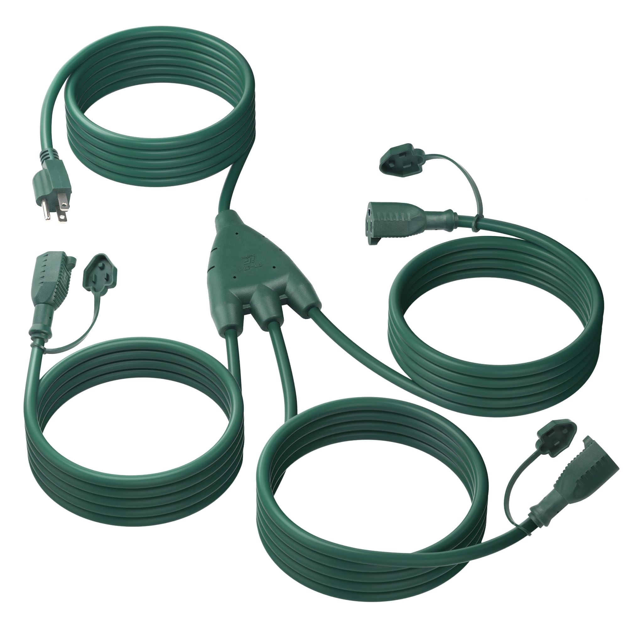 Bn Link Outdoor Extension Cord 1 To 3 Splitter, Max 13 Ft Extension(25 Ft Total), Multi Outlet Power Cord, 16/3 Sjtw Weatherproo