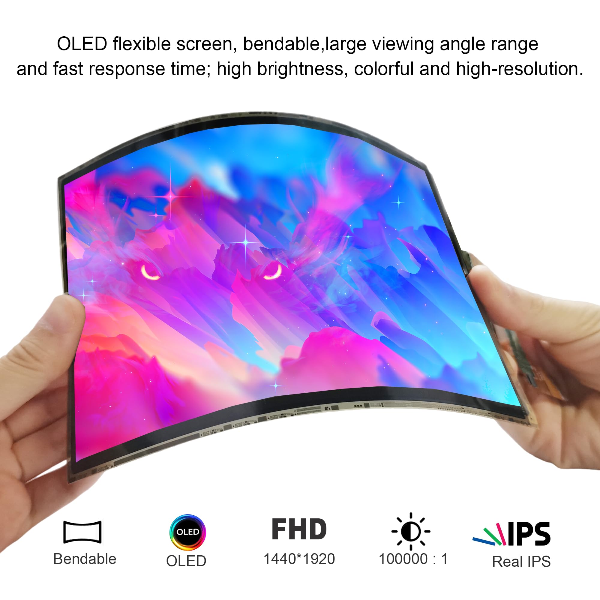 Wisecoco 7.8 Inch Flexible Display Curved Bendable Screen Fhd 1440 * 1920 Amoled Display With Hdmi Driver Board Flexible Oled Mo