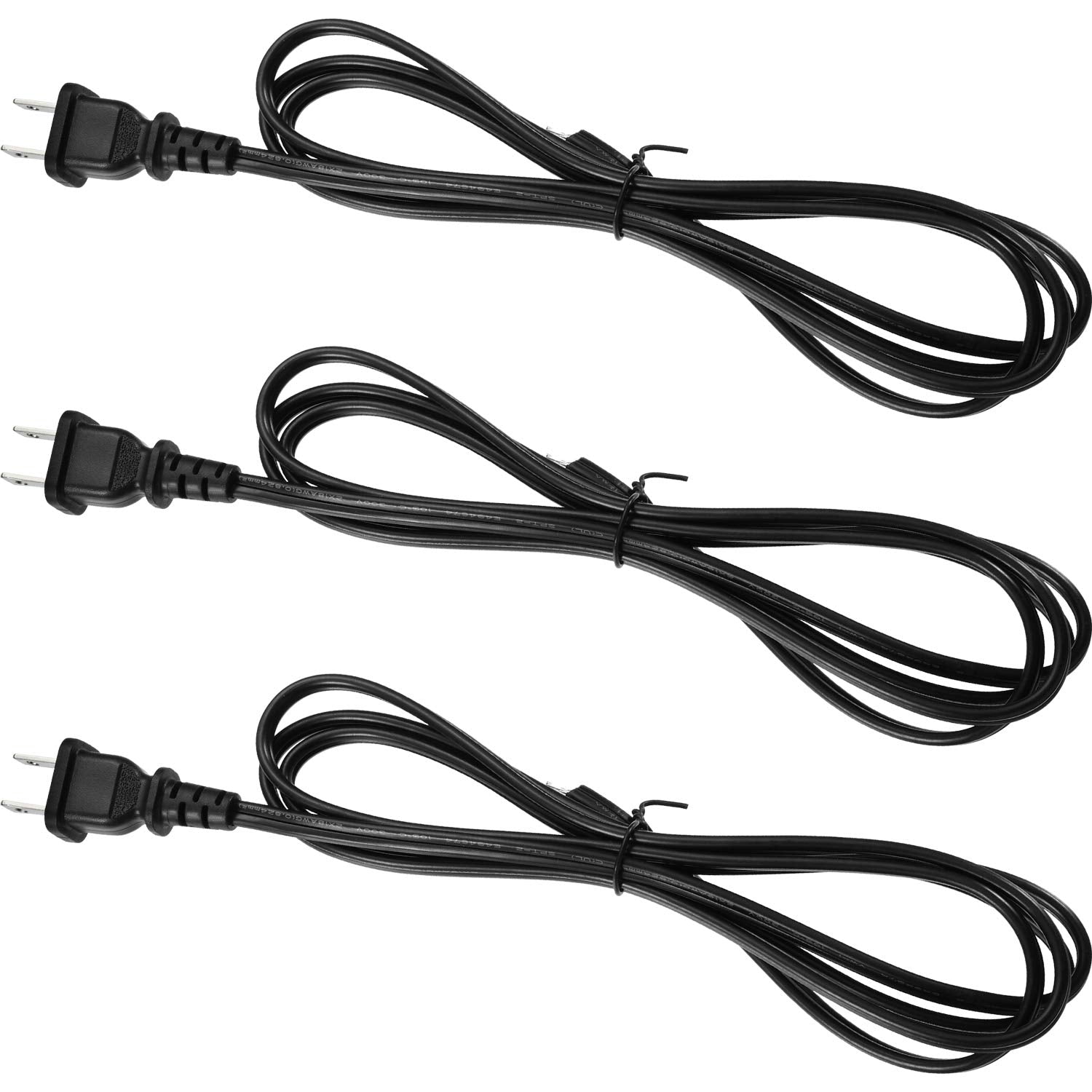 3 Pack Lamp Cord With Molded Plug, Lamp Cord Stripped Ends Ready For Wiring (Black, 6 Feet)