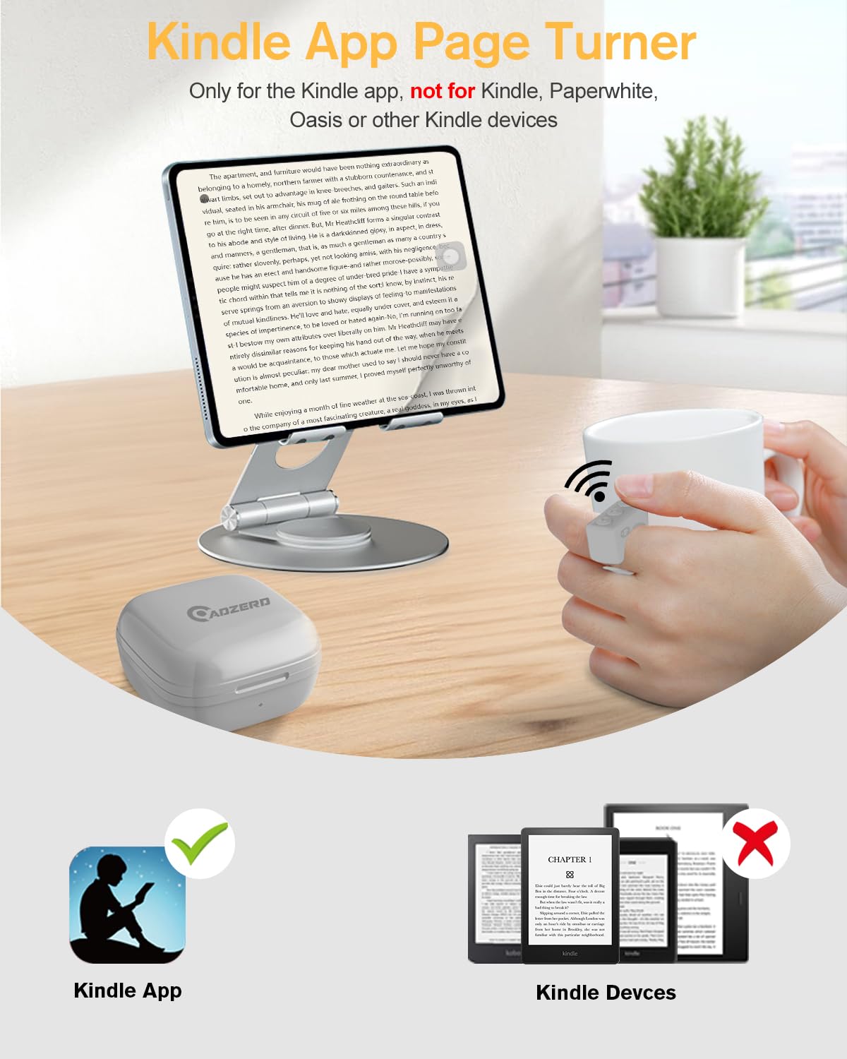 Adzerd Remote Control For Tiktok, Page Turner For Ipad Iphone, Bluetooth Camera Video Recording Remote, Scrolling Ring For Tik Tok, Iphone, Ipad, Ios, Android   Grey