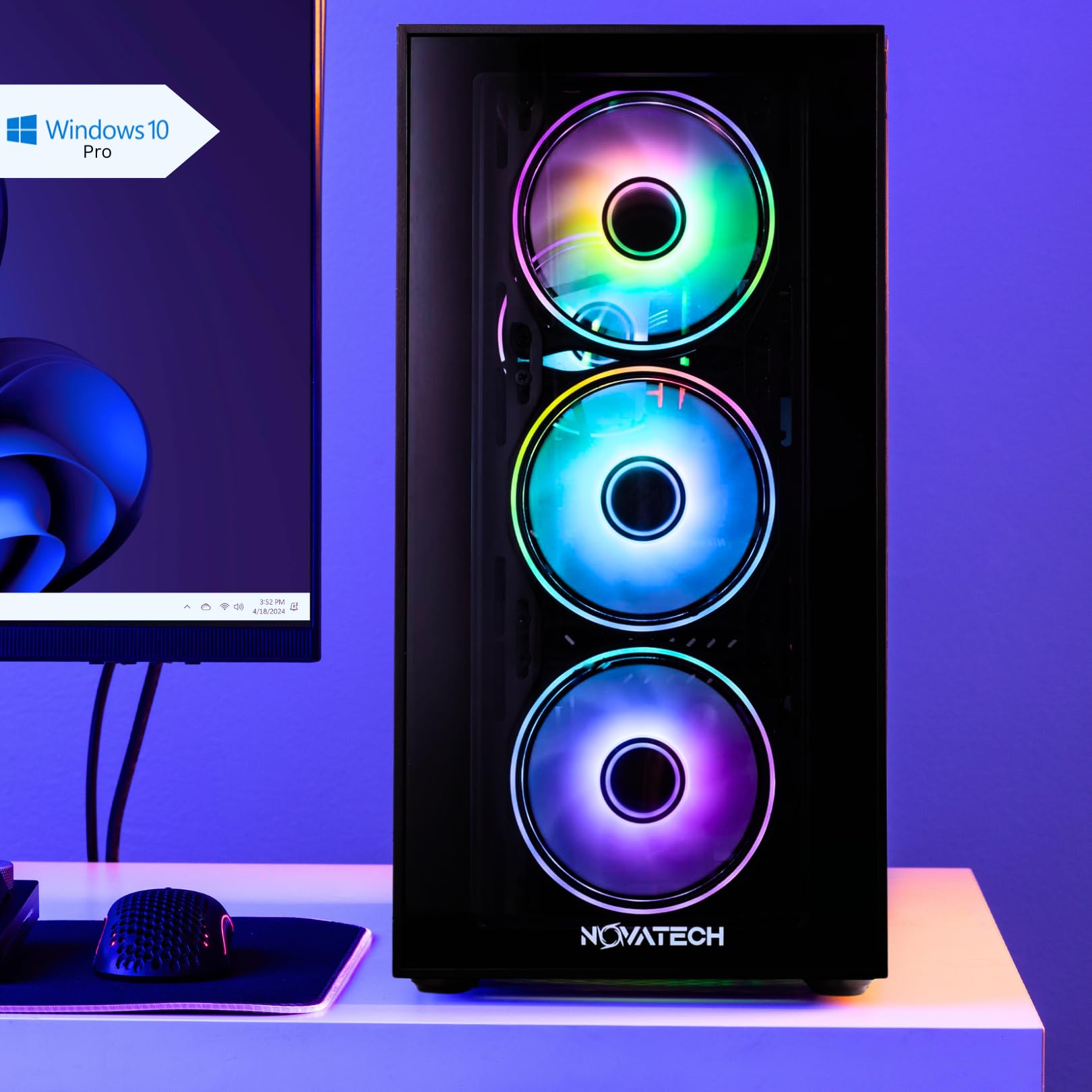 NOVATECH Phantom Gaming PC - RX580 8GB, Core i7 Xeon 3.5GHz, 16GB RAM, 512GB SSD, WiFi/BT, Win