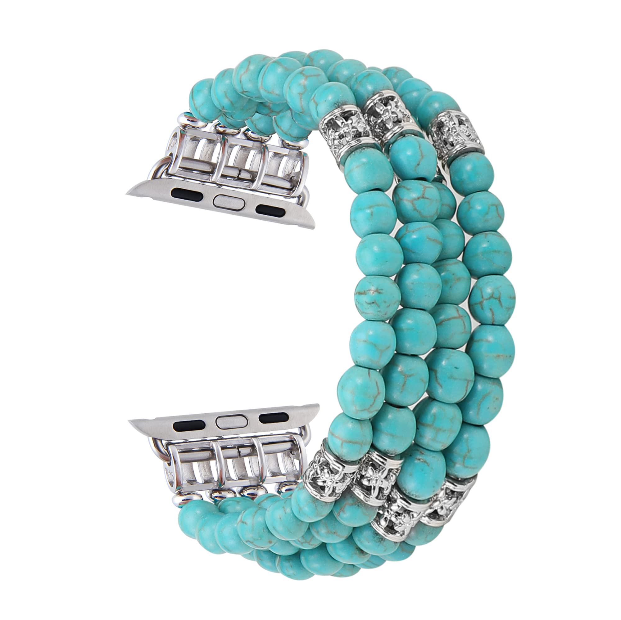 Gemek Compatible With Apple Watch Band 42/44/45/49Mm Women Iwatch Bands Series 8/7/6/5/4/3/2/1, Handmade Beaded Elastic Stretch