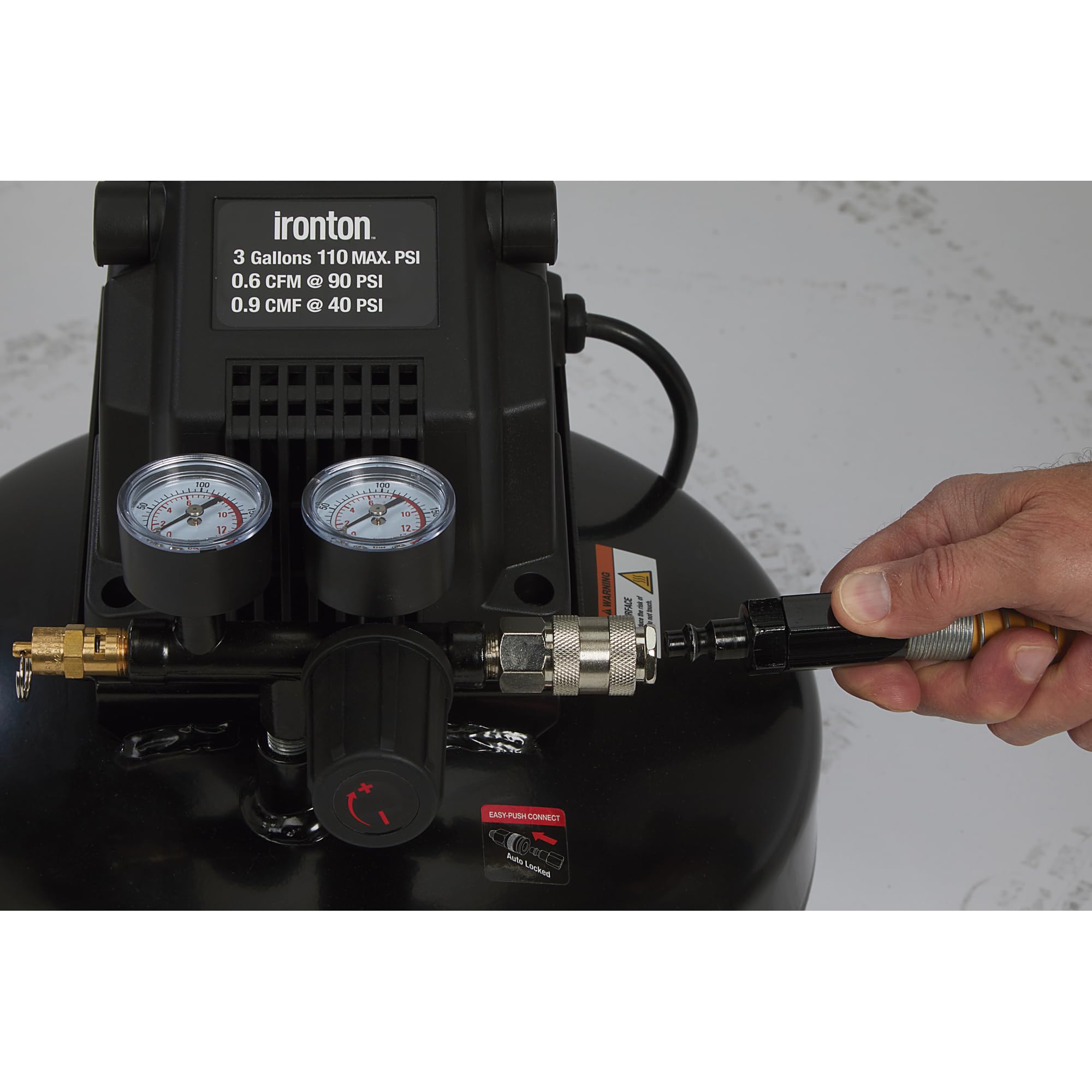 Ironton Oil Free Pancake Air Compressor, 0.3 Hp, 3 Gallons, 110 Psi