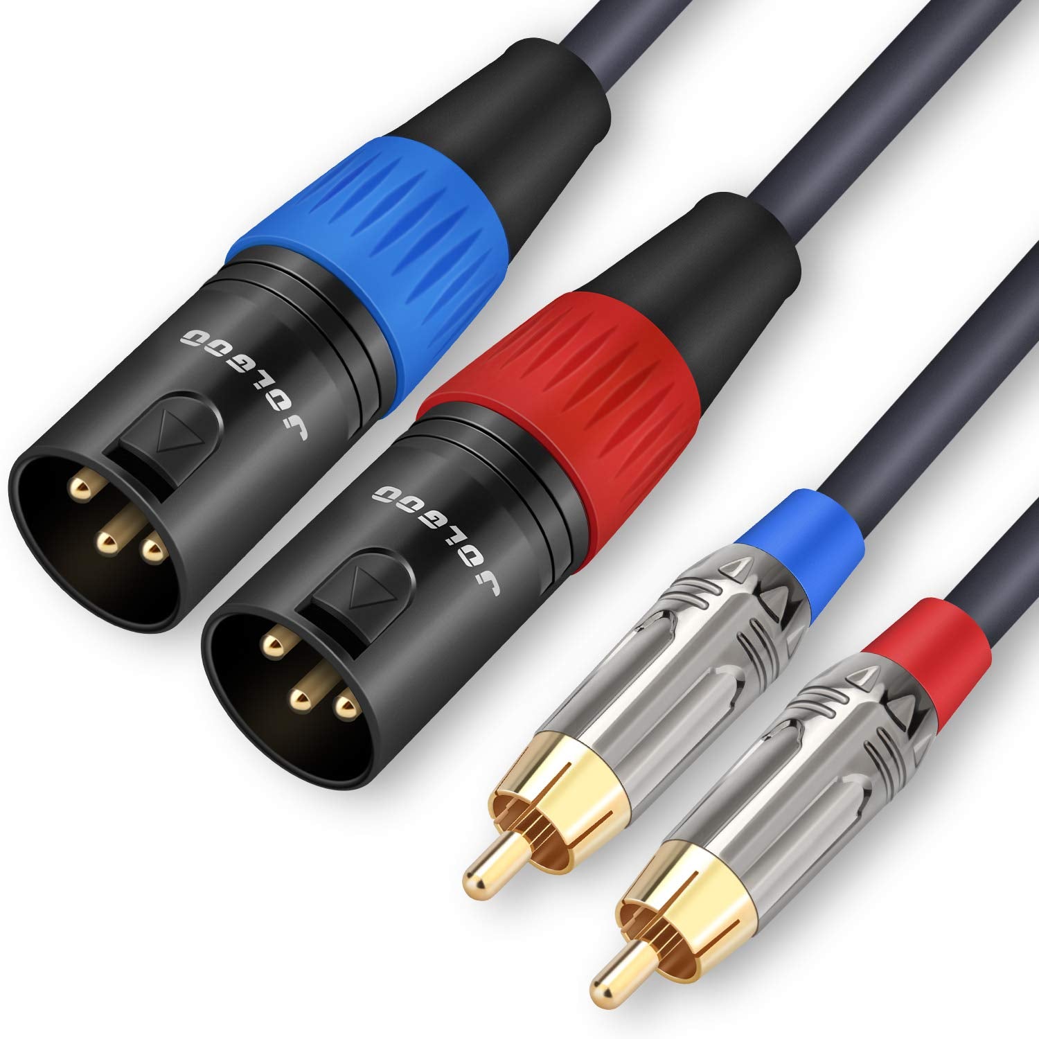 Jolgoo Unbalanced Dual Rca To Xlr Male Y Splitter Patch Microphone Cable, 1 Xlr Male To 2 Rca Male Y Adapter Cord Cable, 6.6 Fee