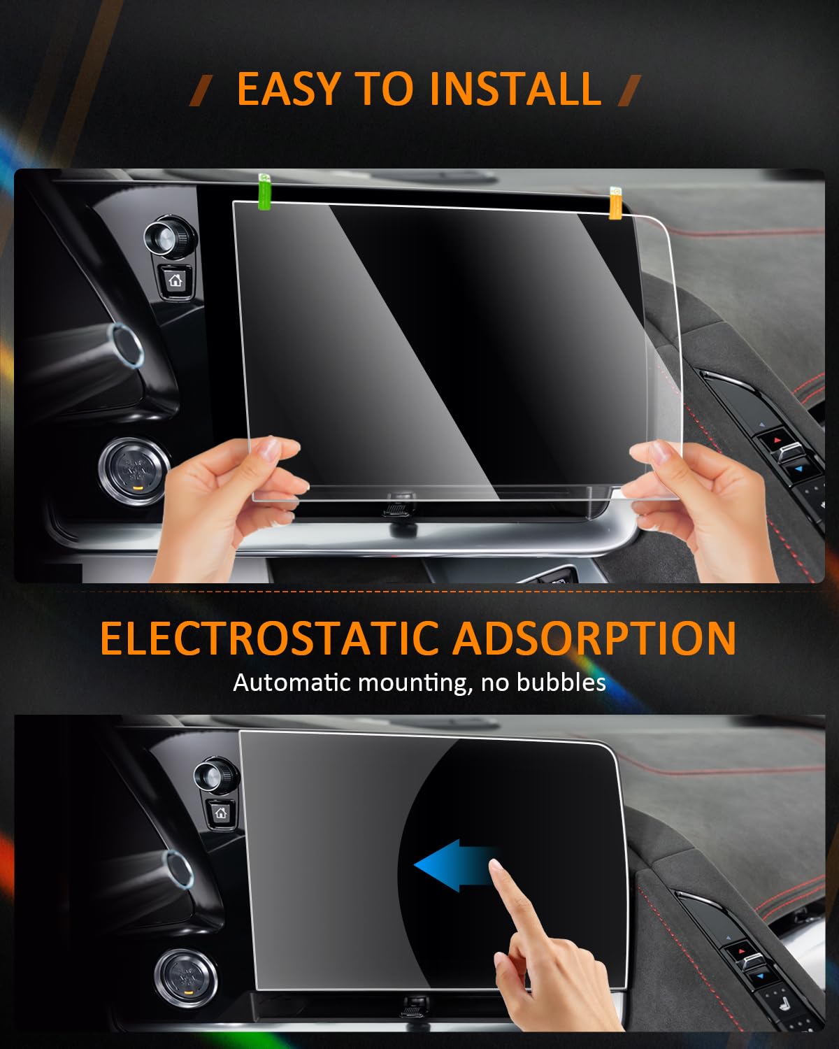 Cdefg 2Pcs For Chevrolet Corvette C8 Zr1 2022 2025 Screen Protector Touchscreen Cover For Chevy Corvette 2022 2023 2024 2025 Accessories Nano Foils (2Pcs)