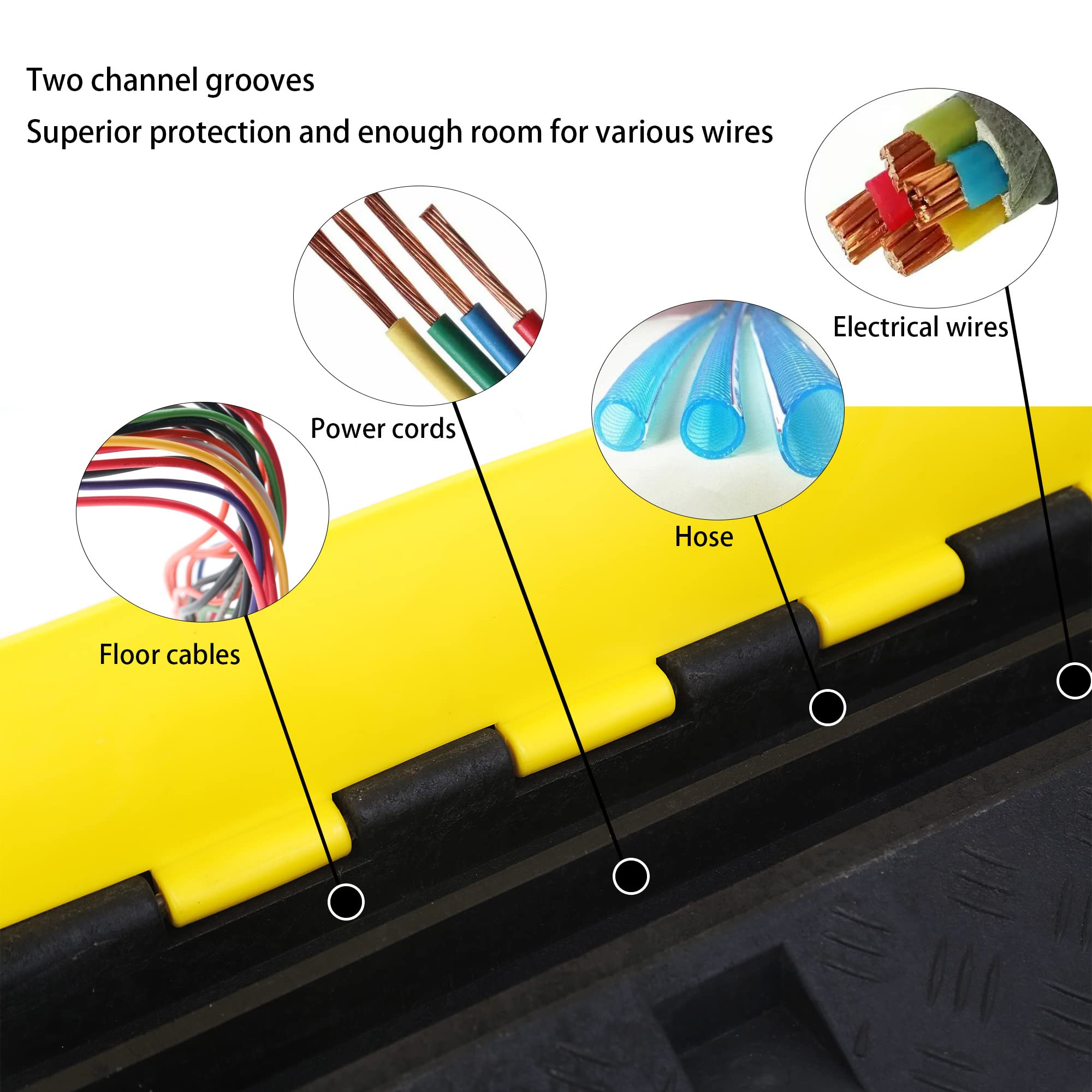 Yelack Cable Ramp Cable Protector Ramps Wire Hose Protective 2 Channel Traffic Rubber Plastic Cord Cover Speed Bump For Asphalt