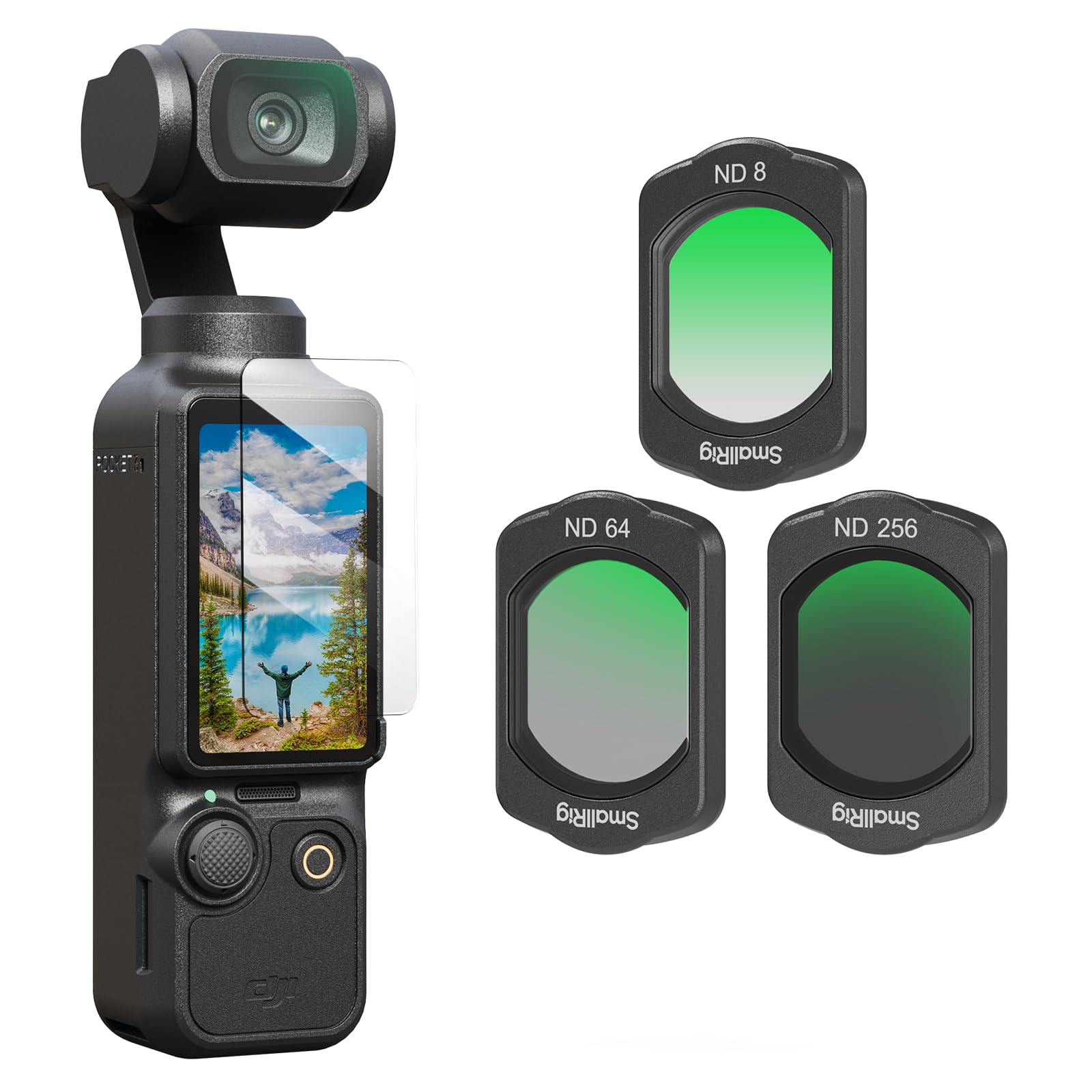 SMALLRIG Magnetic ND Filters Set for DJI Osmo Pocket 3, Includes ND8, ND64, ND256 Multi-Coating Filter and Screen Protector, Acc