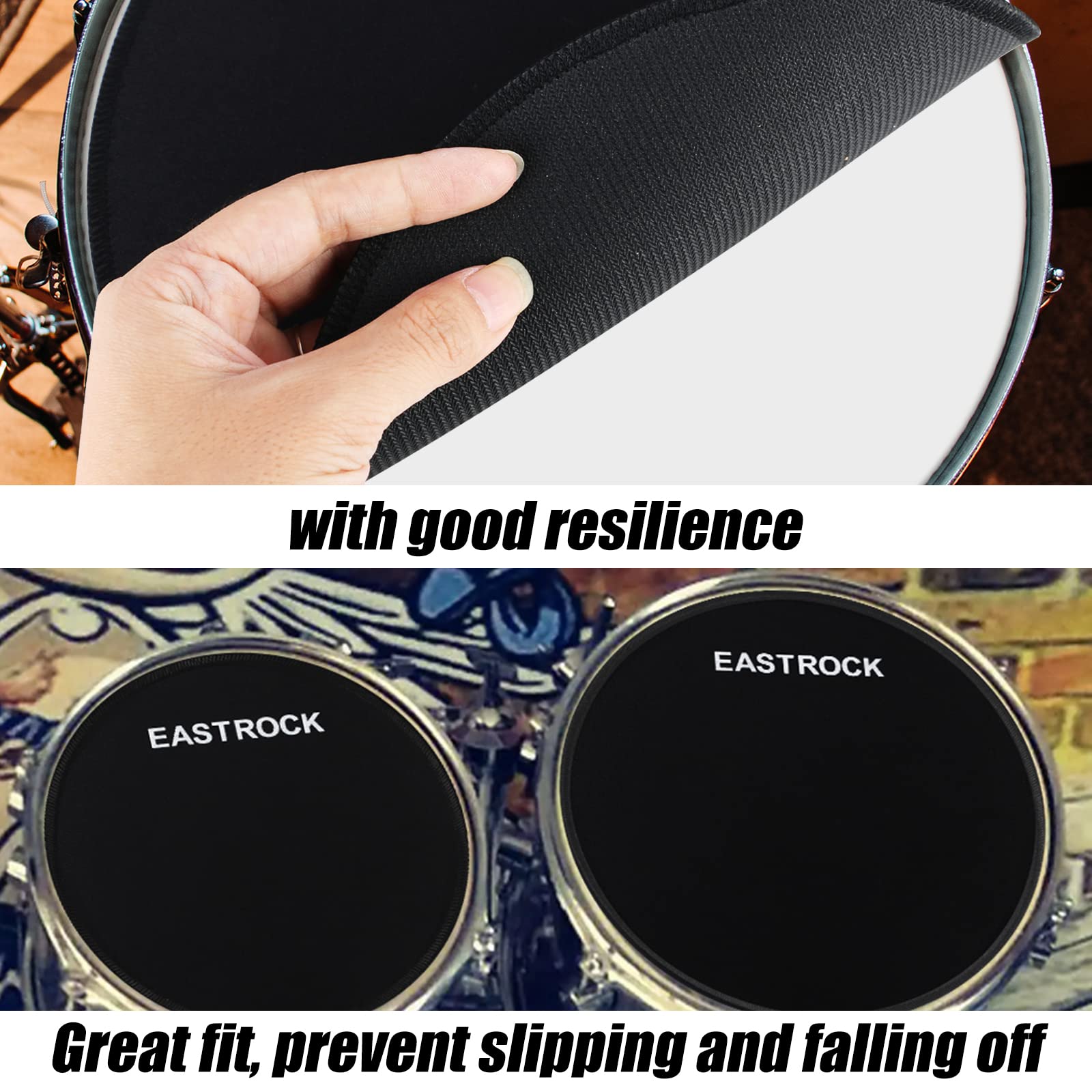 Eastrock Drum Mute Pads Set 11 Pieces With Cymbal Pad + Hi Hats Set Pad, Foam Drum Silencer Pads, Fit 10   , 12   , 14   , 16''