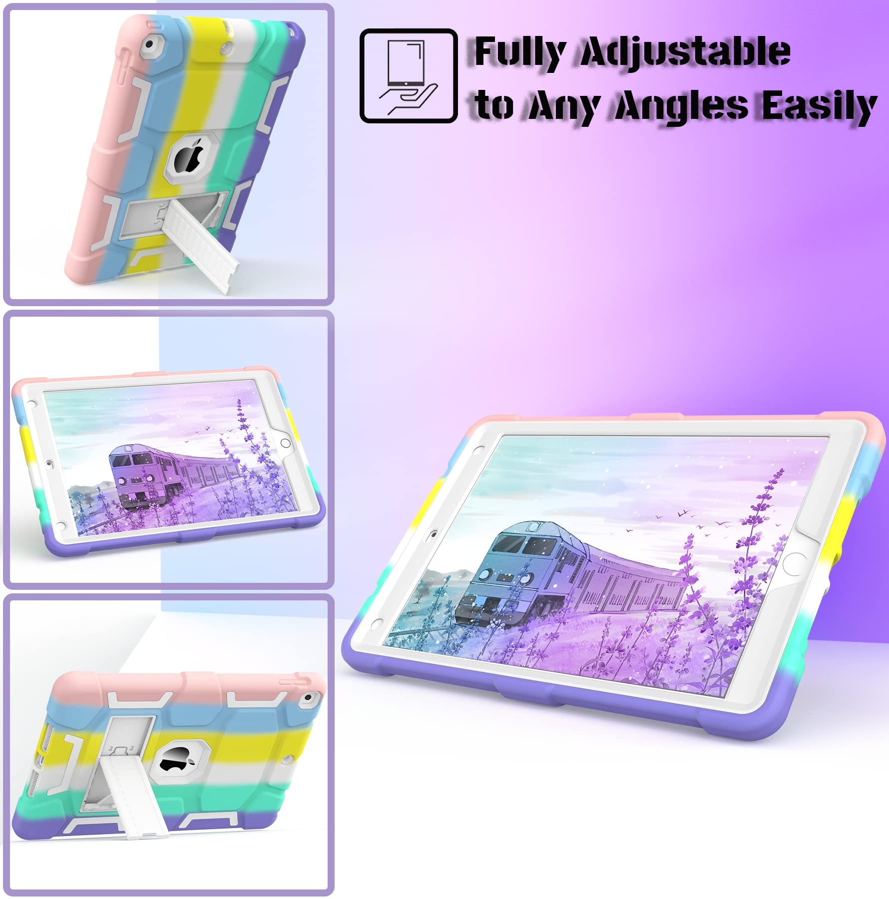 Ccmao Ipad 9Th Generation Case, Ipad 8Th/7Th Generation Case, Ipad 10.2 2021/2020/2019 Case With Kickstand, Heavy Duty Shockproo