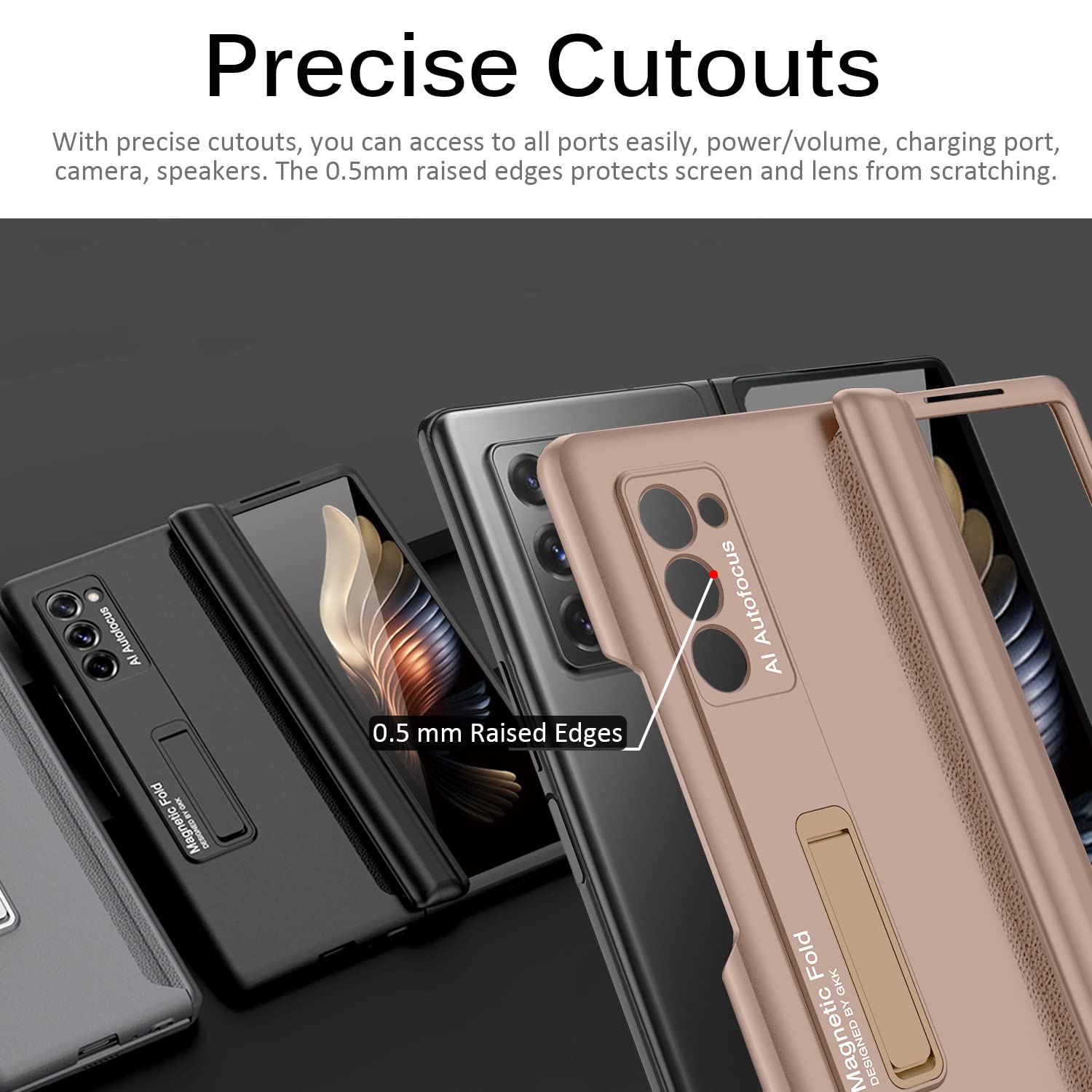 Miimall Compatible For Galaxy Z Fold 2 Case, Z Fold 2 Case With Hinge Protection Hard Pc Bumper Alloy Kickstand Case For Samsung