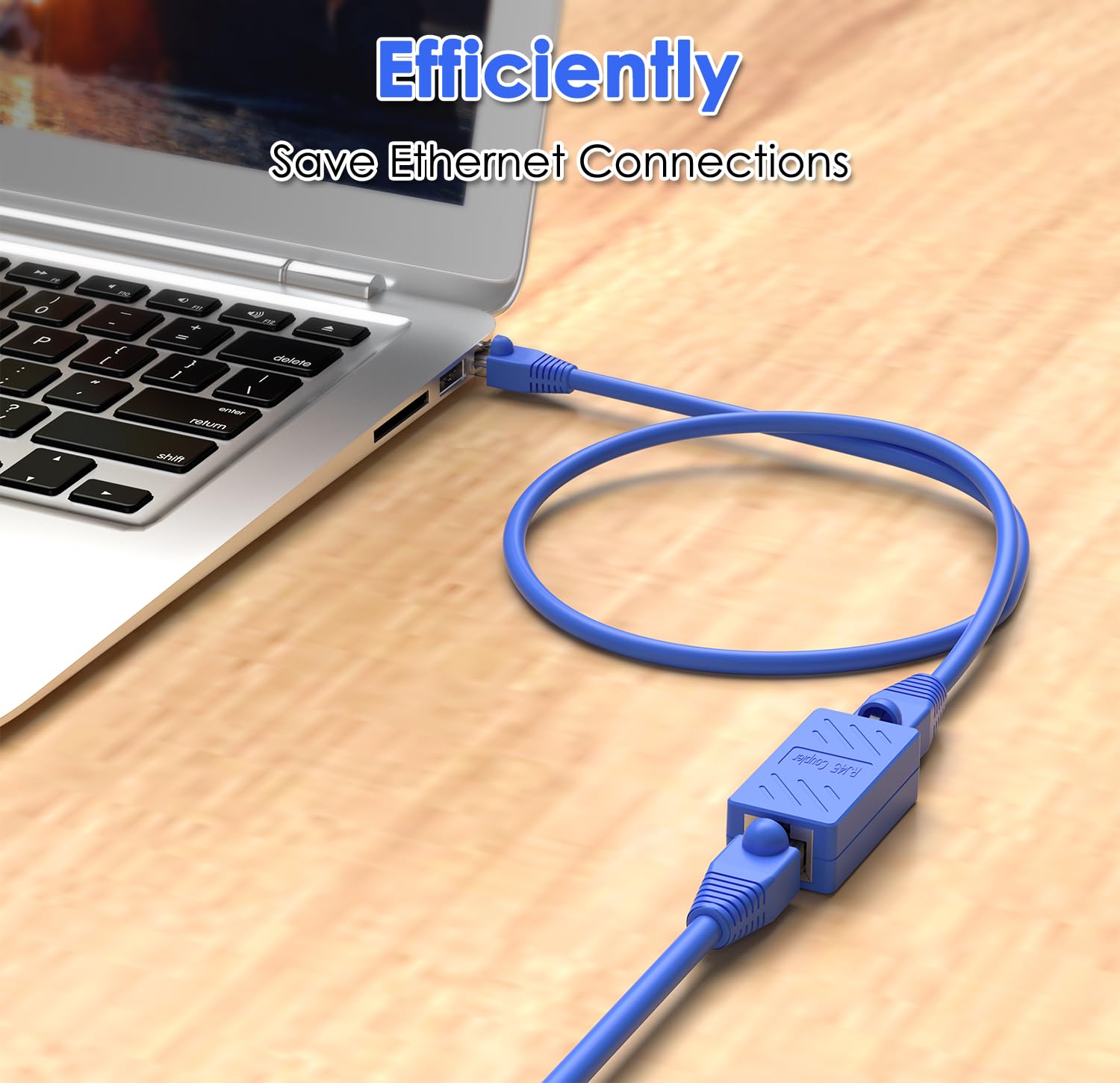 Zuzong Rj45 Coupler Ethernet Extension Connector, Cat7 Cat6 Cat5E Ethernet Coupler Female To Female(Blue 5 Pack)