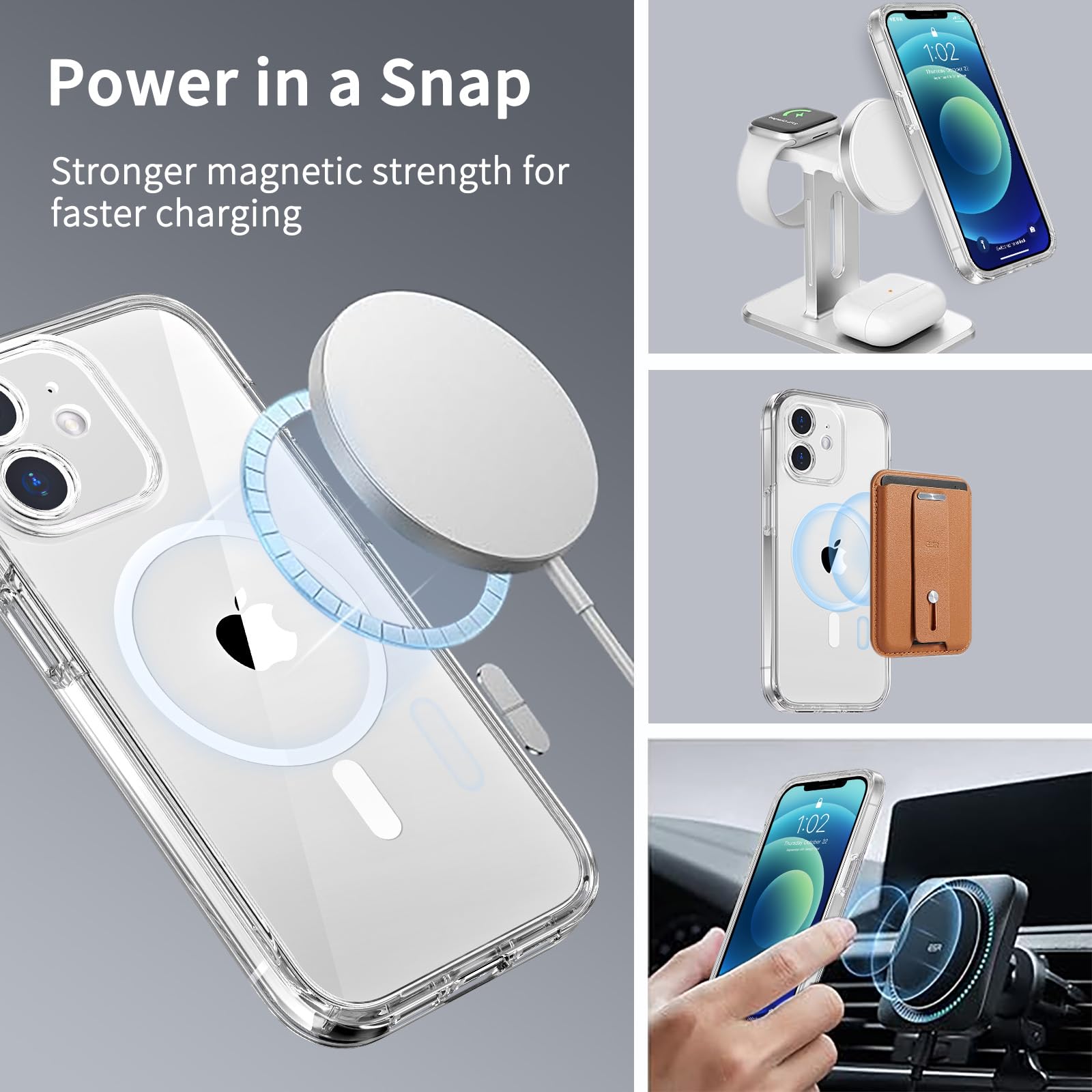 Coolqo Magnetic For Iphone 12 Mini Case [Compatible With Magsafe], With Tempered Glass Screen Protector, Military Grade Protecti