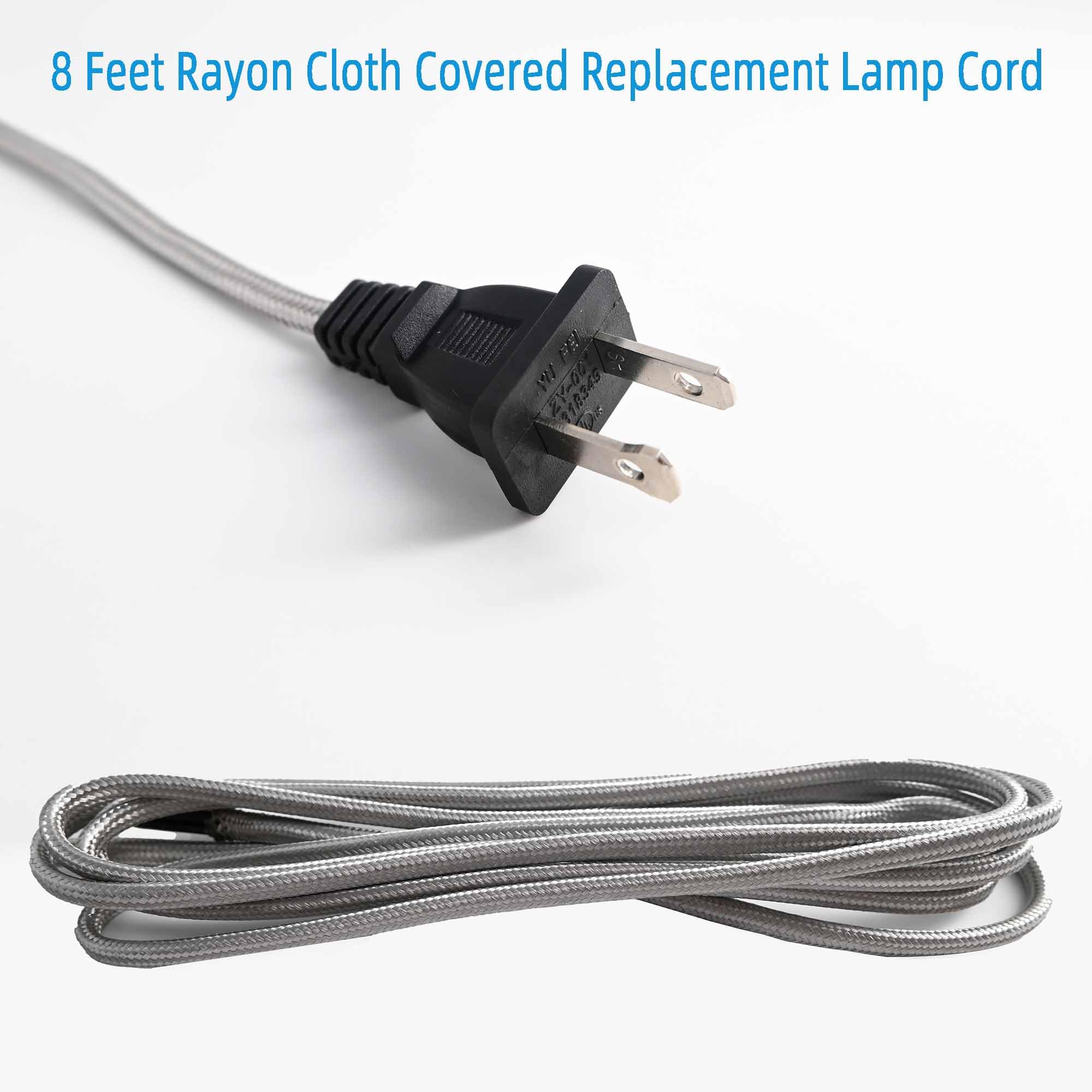 Atiyoc 8 Feet Rayon Cloth Covered Replacement Lamp Cord With End Plug For Antique Lamp Repair Diy Project, Spt 1 Electric Wire,1