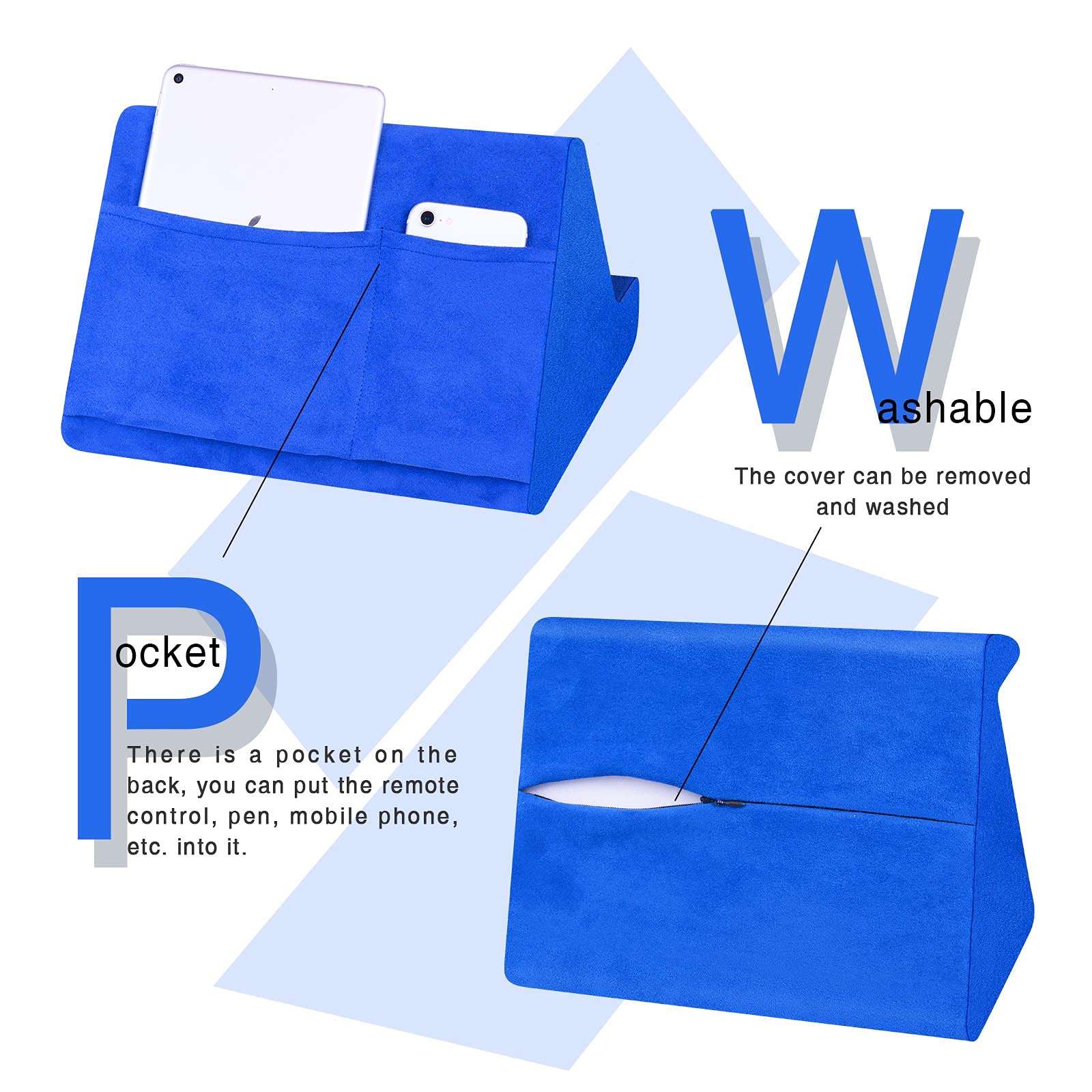 Soft Tablet Stand Pillow With Pocket,Tablet Cushion Stand,Adjustable 3 Viewing Angle,Lazy Holder Stand For Bed Sofa,Compatible W