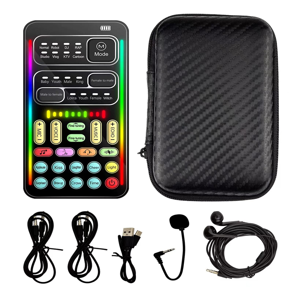Portable Handheld Microphone Voice Changer With Sound Multifunctional Effects Machine Voice Disguiser Mini Device For Mobile Pho