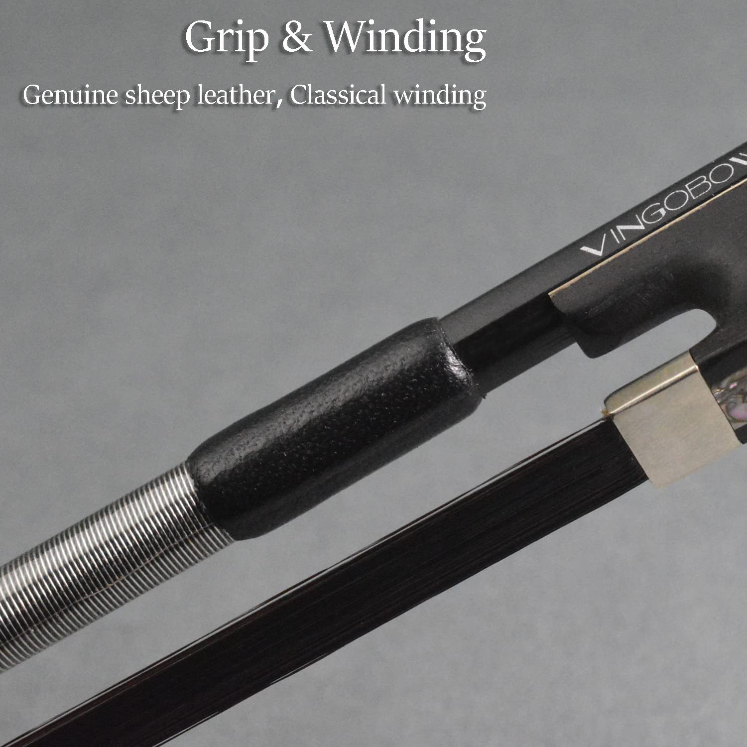 Vingobow 4/4 Size Natural Black Mongolia Horse Hair Carbon Fiber Violin Bow