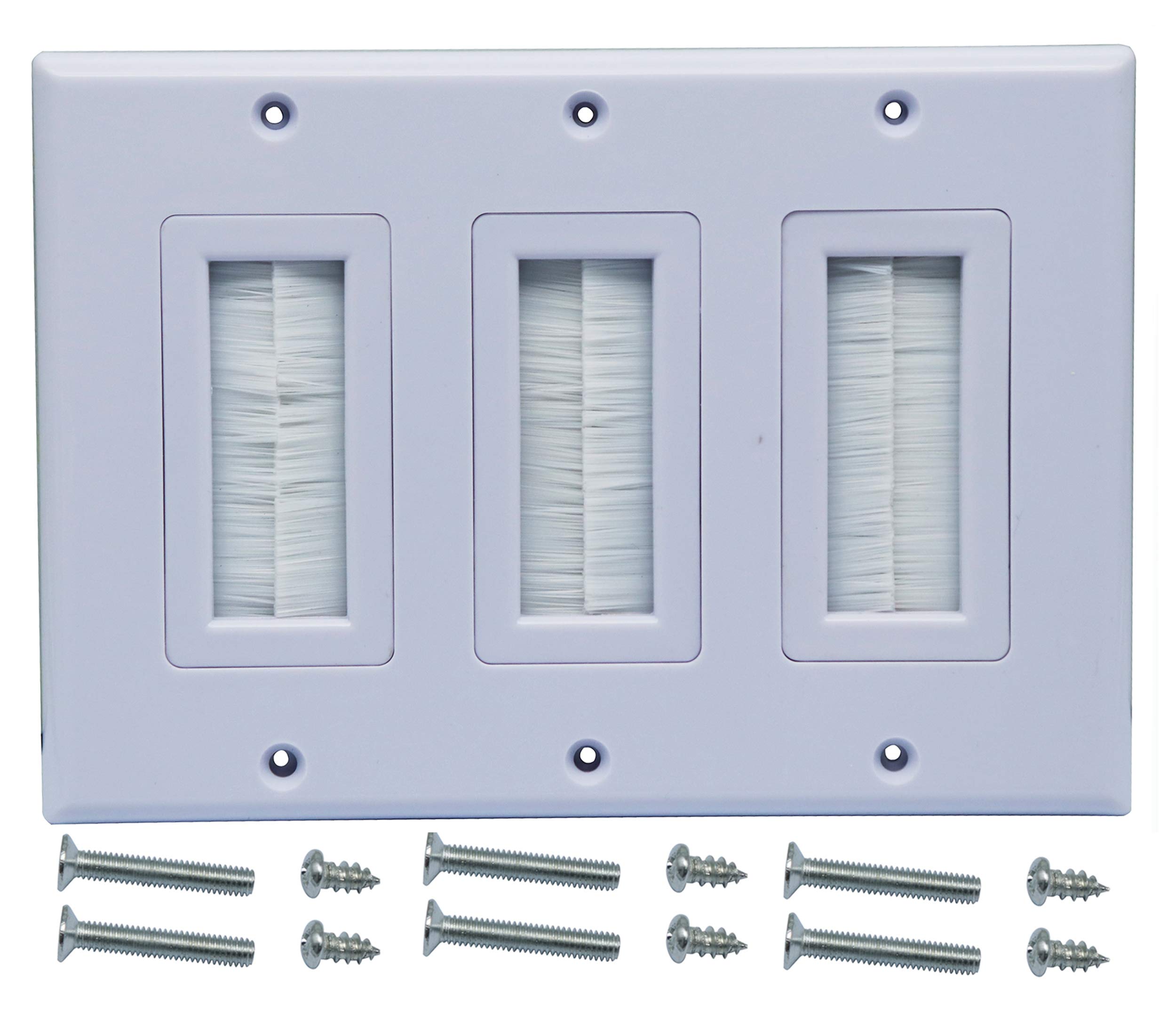 Zdycgtime 3 Gang Brush Wall Plate For Cabling Cable Plate Internal Management Rj45 Usb Audio Video Cable Pass Through Brush Styl