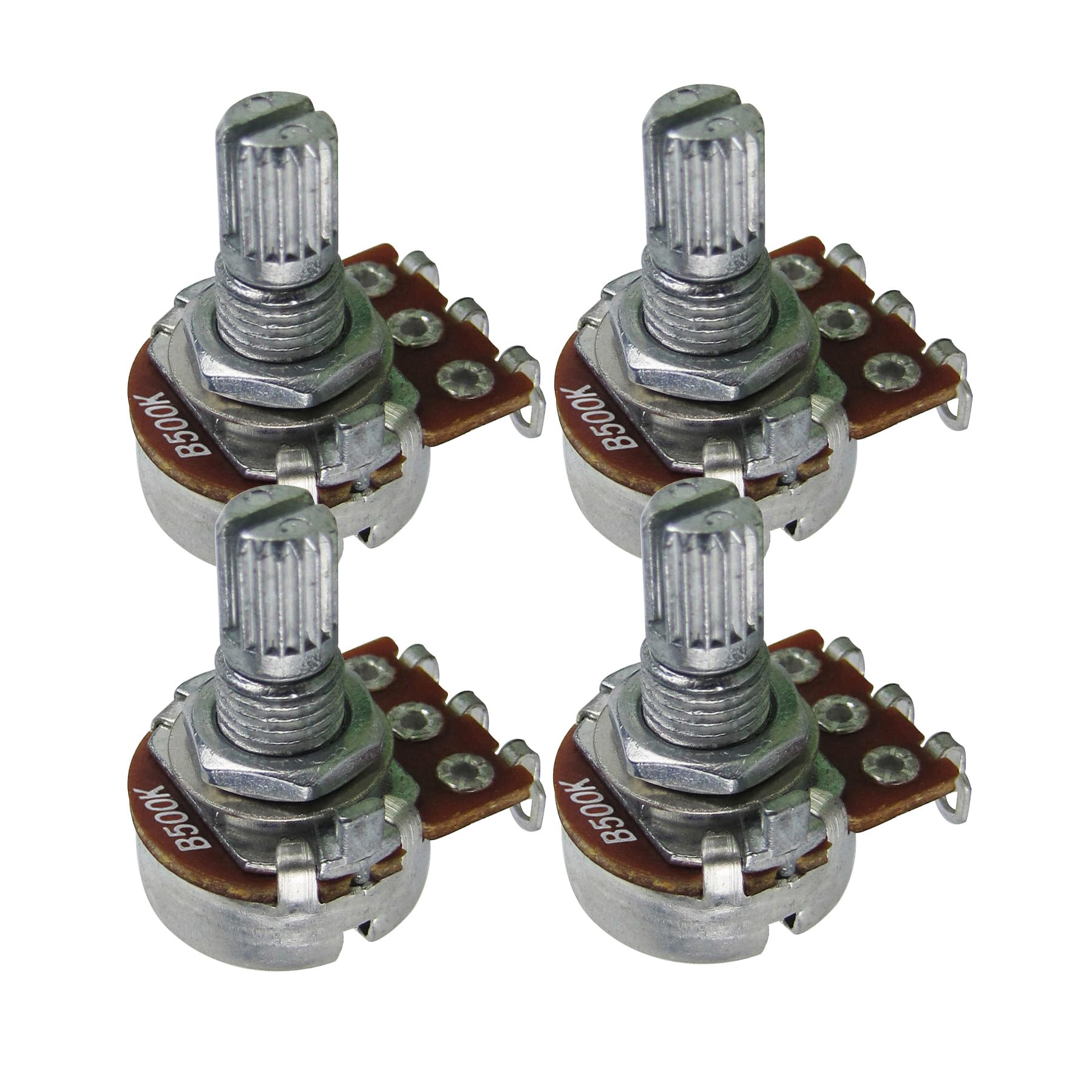 Fleor 2Pcs Small Size B500K Guitar Pots Knurled Split Shaft Potentiometers Linear Taper