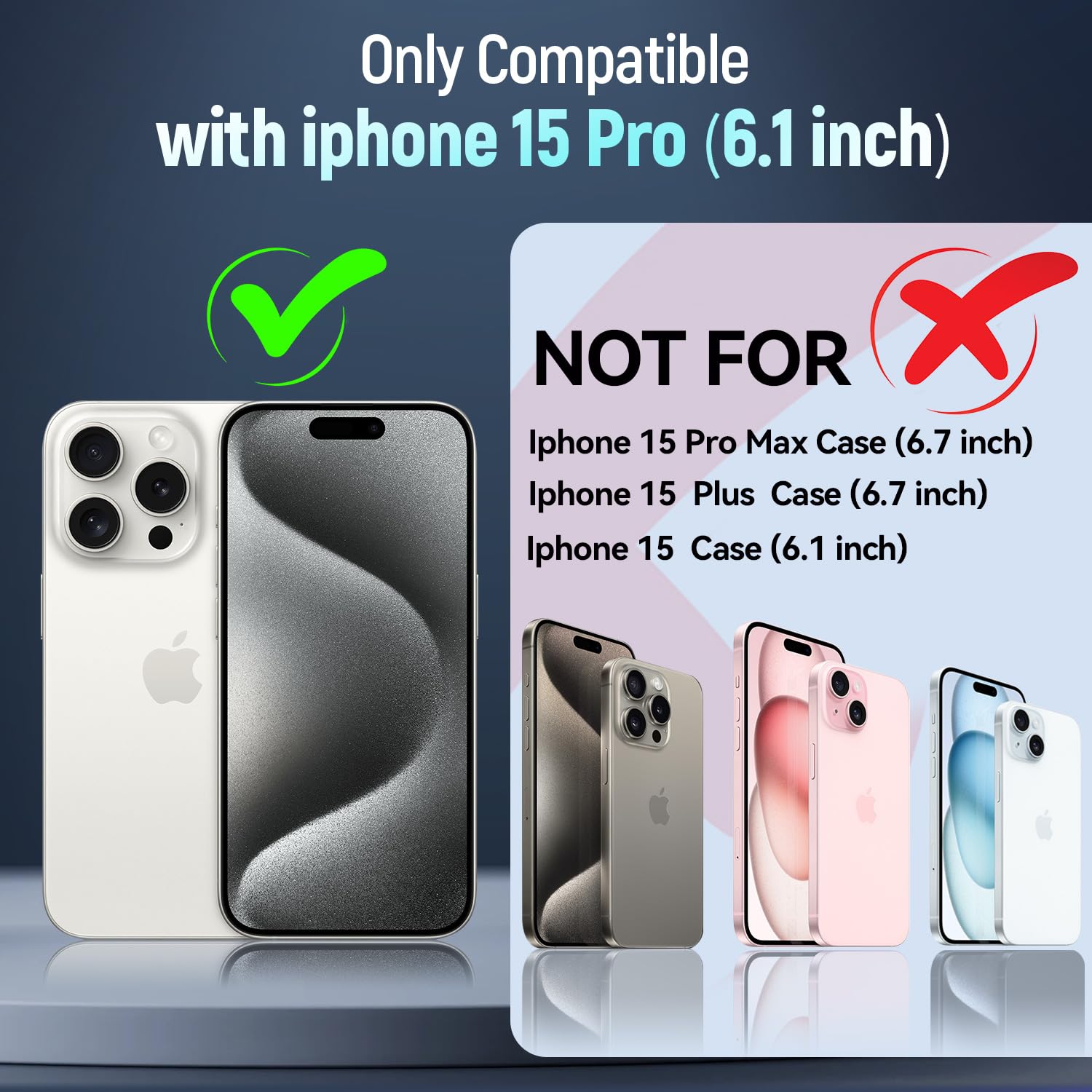 Sefing Phone Case For Iphone 15 Pro Case With Slide Camera Cover, With Finger Ring Holder Stand, Fit Magnetic Car Mount, For Iph