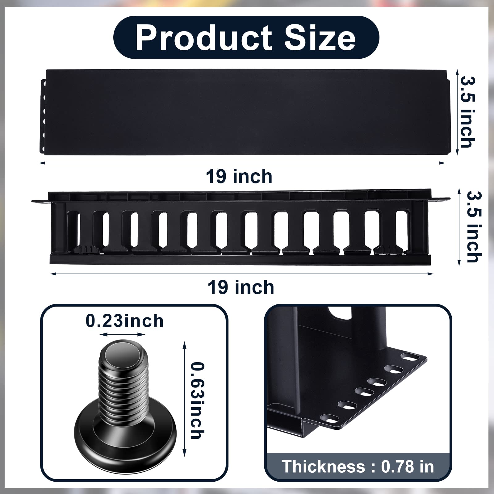 2 Pack 2U Horizontal Mount Cable Management 19 Inch Cable Management Panel 12 Slot Cable Rack Cable Duct Organizer Server Cable