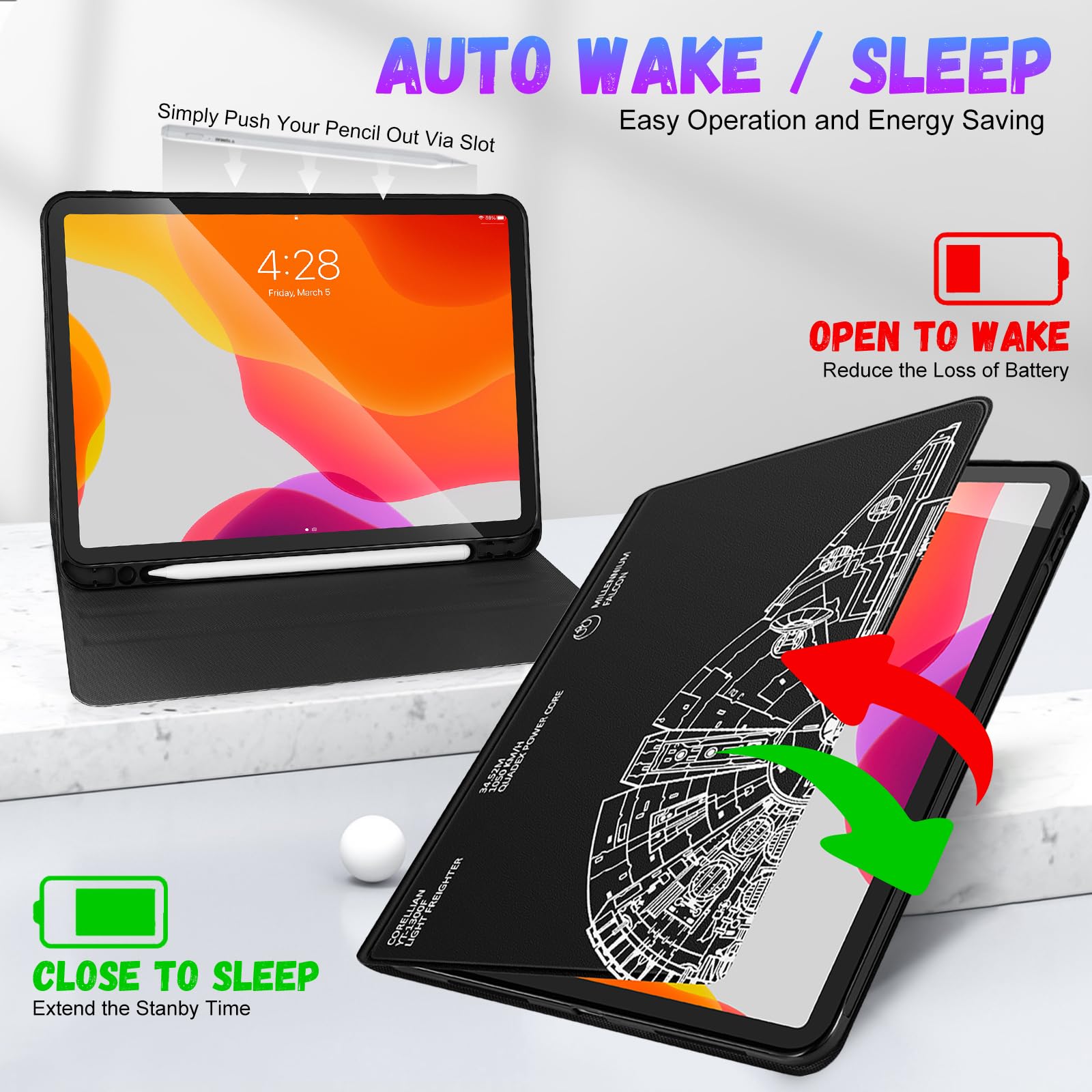 Uppuppy For Ipad Air 11 Inch Case, Air 5Th/4Th Generation 10.9, Pro 11'' Case Cute Kids Women Girls Girly Folio Black With Apple