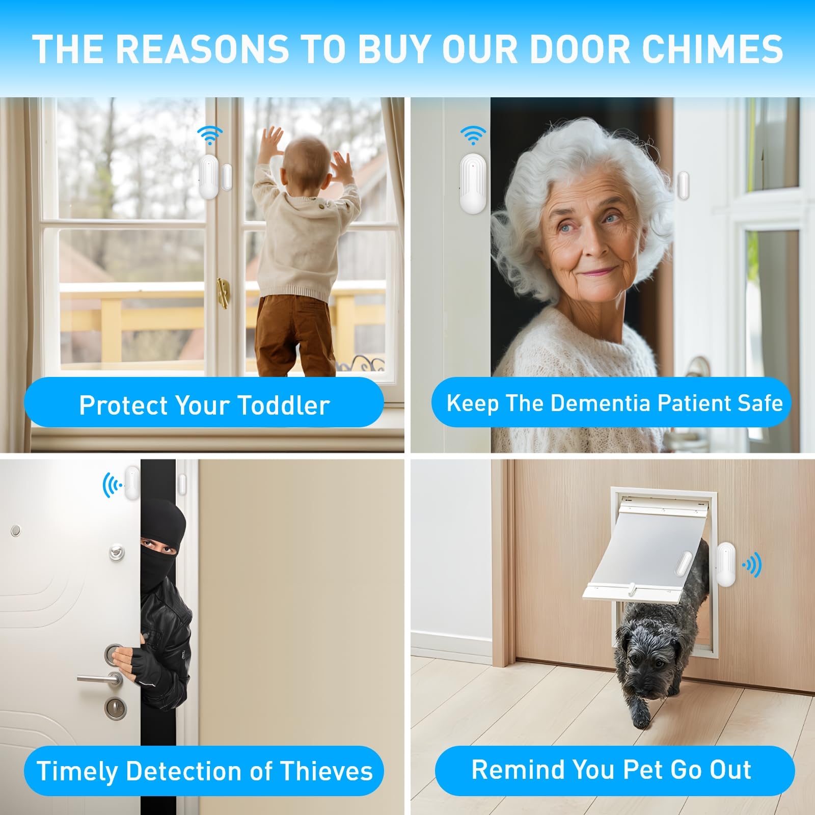 Sanjie Wireless Door Chime For Business Door Entry Chime Door Sensor Alarm For Home/Office/Store With 600Ft Range, 26 Chimes And