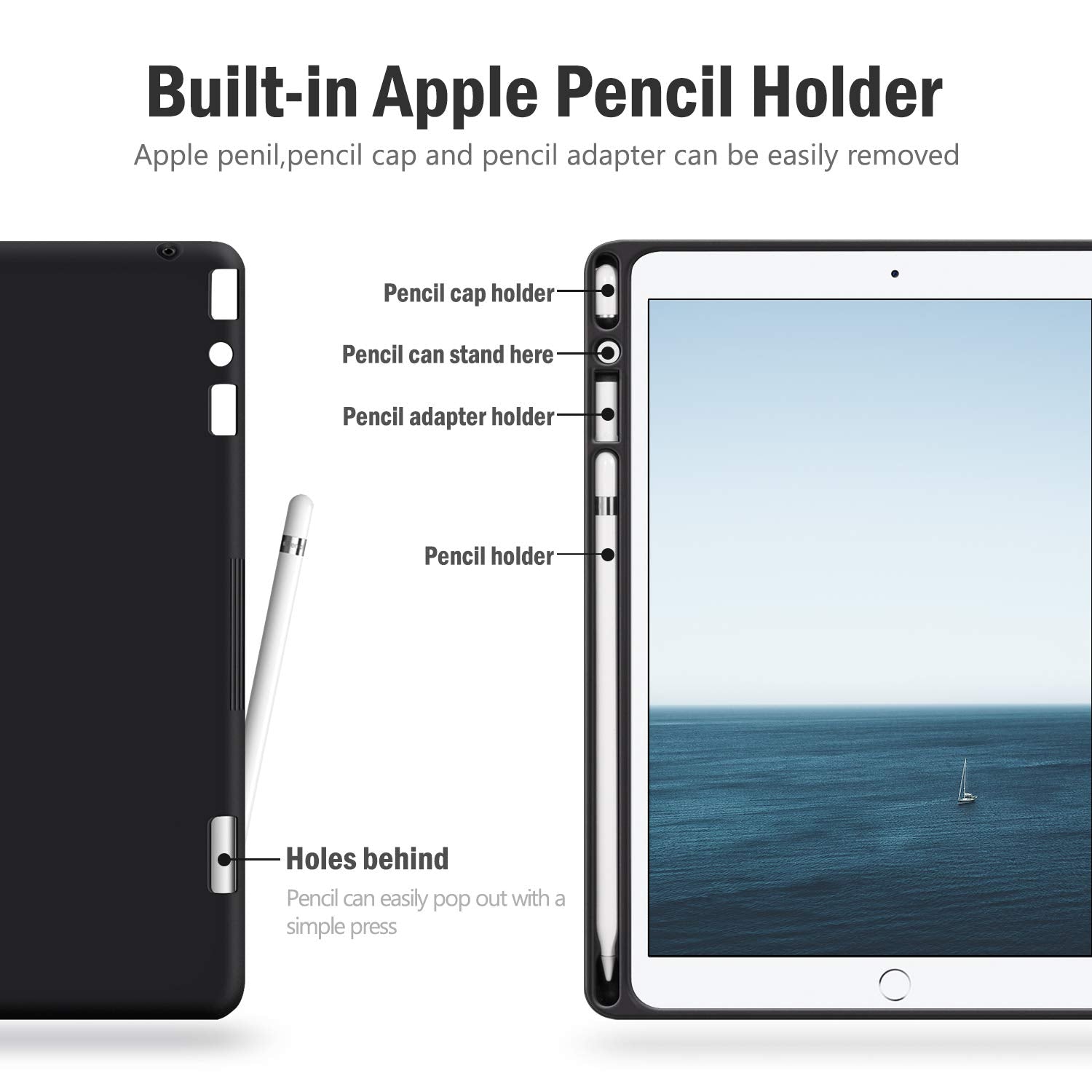 Antbox Case For Ipad Pro 10.5 / Ipad Air 3 With Built In Apple Pencil Holder Auto Sleep/Wake Function Pu Leather Smart Cover For