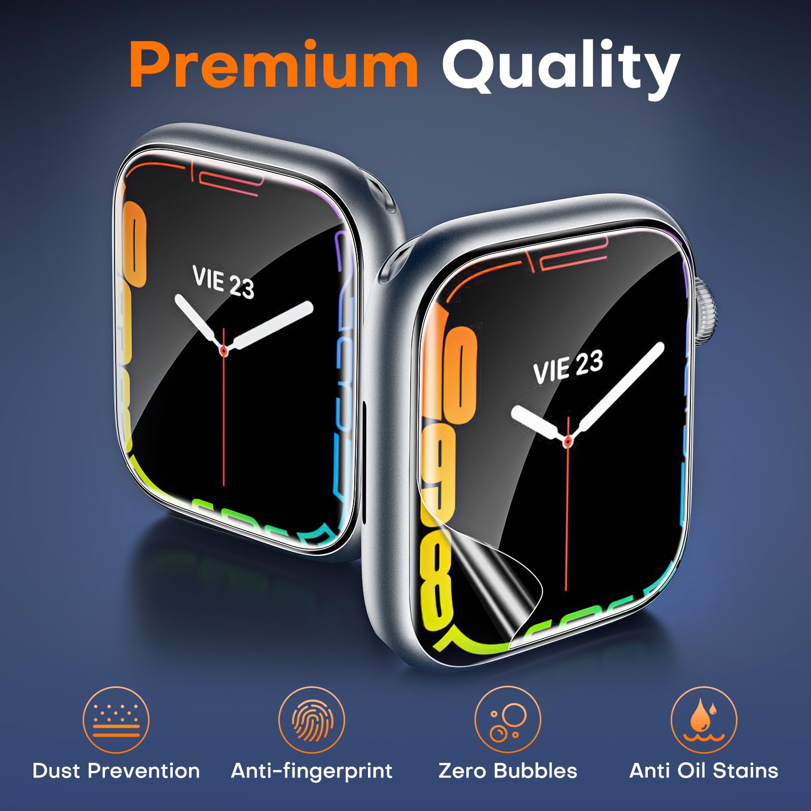 Tocol 6 Pack Apple Watch 45Mm Series 9/8/7 Screen Protector, Iwatch 45Mm(2023) [Hd Clear] [Scratch Resistant] [Bubble Free] [Eas