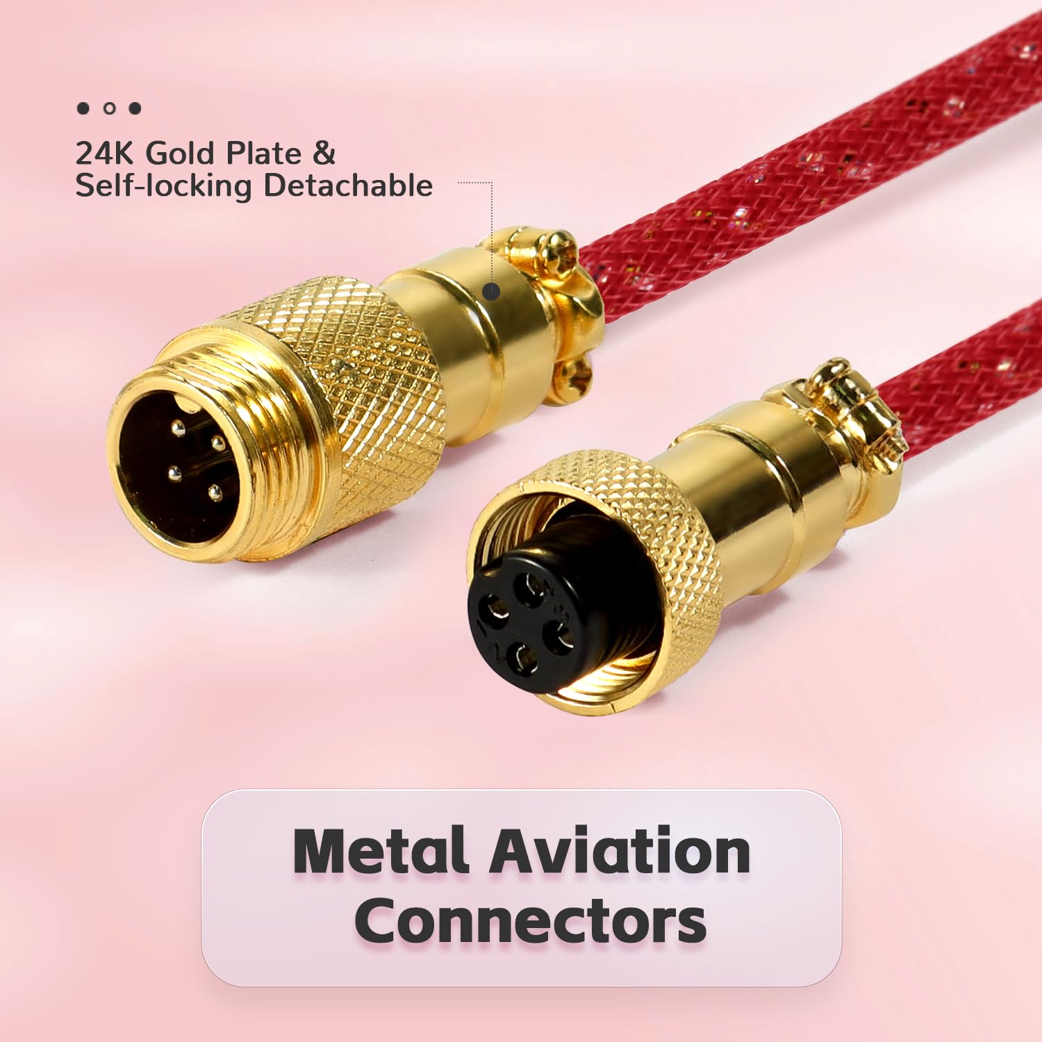 Attack Shakr C03 Custom Coiled Keyboard Cable For Gaming Keyboard,Detachable Double Sleeve Starlight Nylon Braided Keyboard Cabl