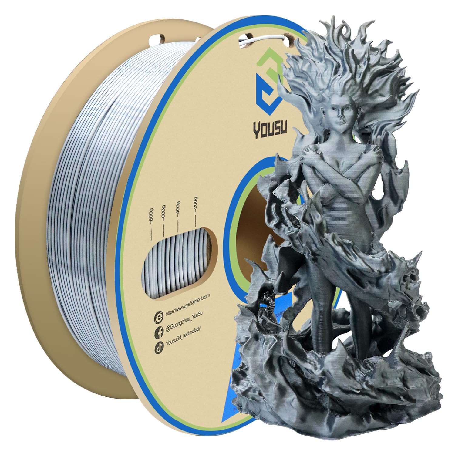 Yousu Black White Pla Filament Coextrusion, Pla Filament Multicolor, 3D Printer Filament 1Kg, Color Change Filament