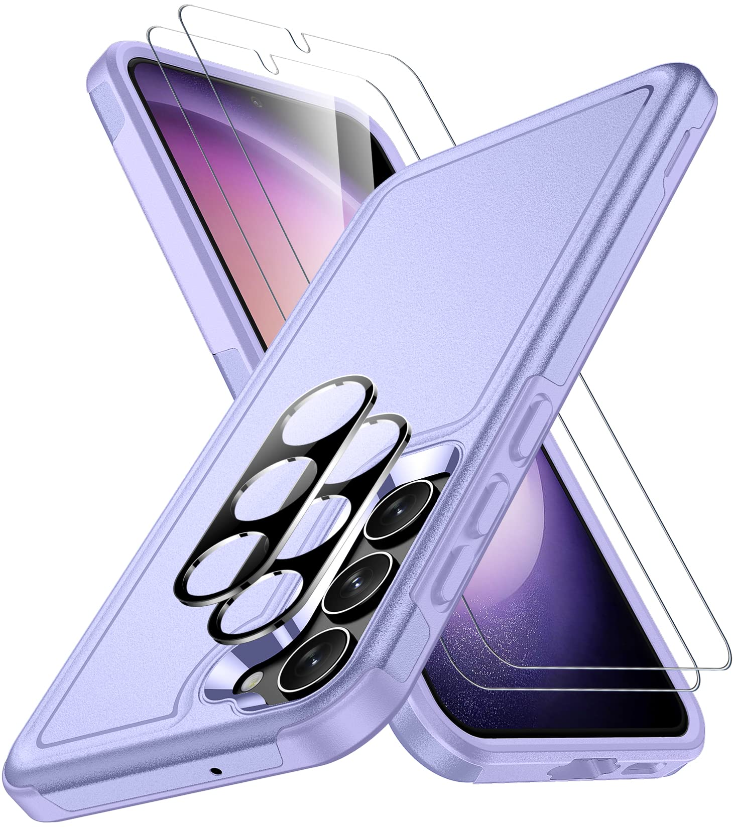 SPIDERCASE Samsung Galaxy S23 Case 10 FT Military Drop Protection with Screen & Camera Protectors Light Purple
